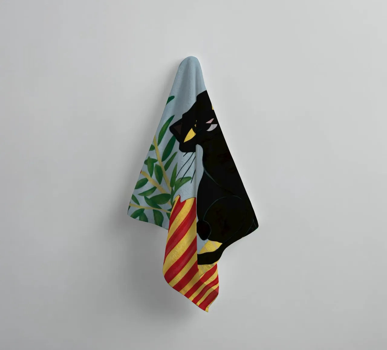 Vase à cœur Chat noir serviette de bain de FadeAura