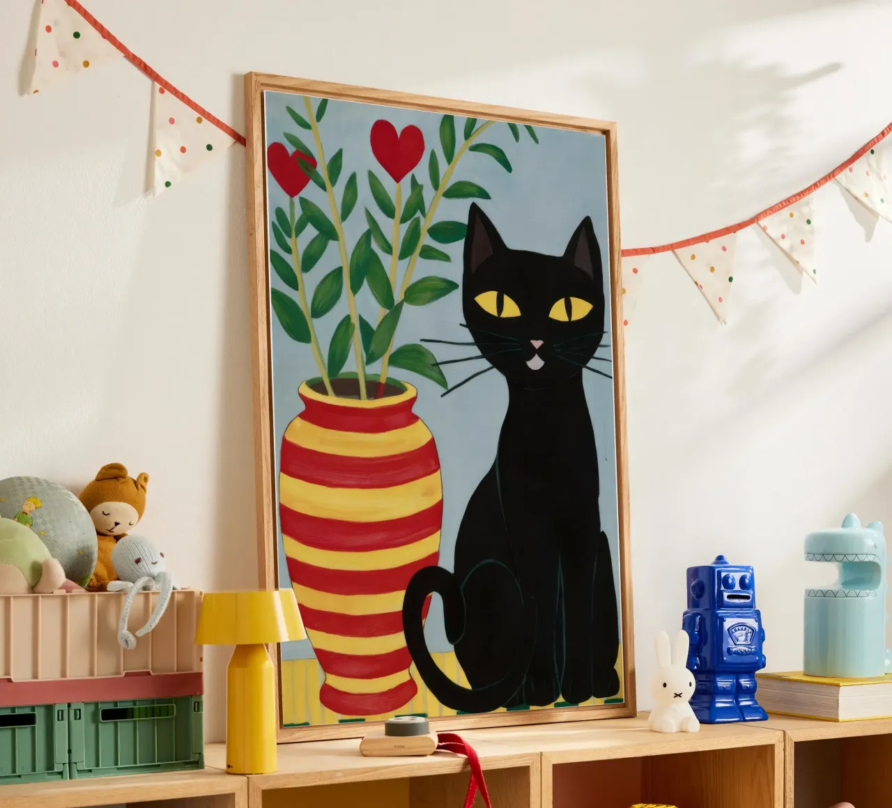 Heart Vase Black Cat acrylic glass by FadeAura