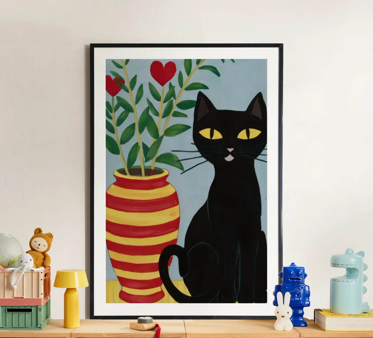 Heart Vase Black Cat poster by FadeAura