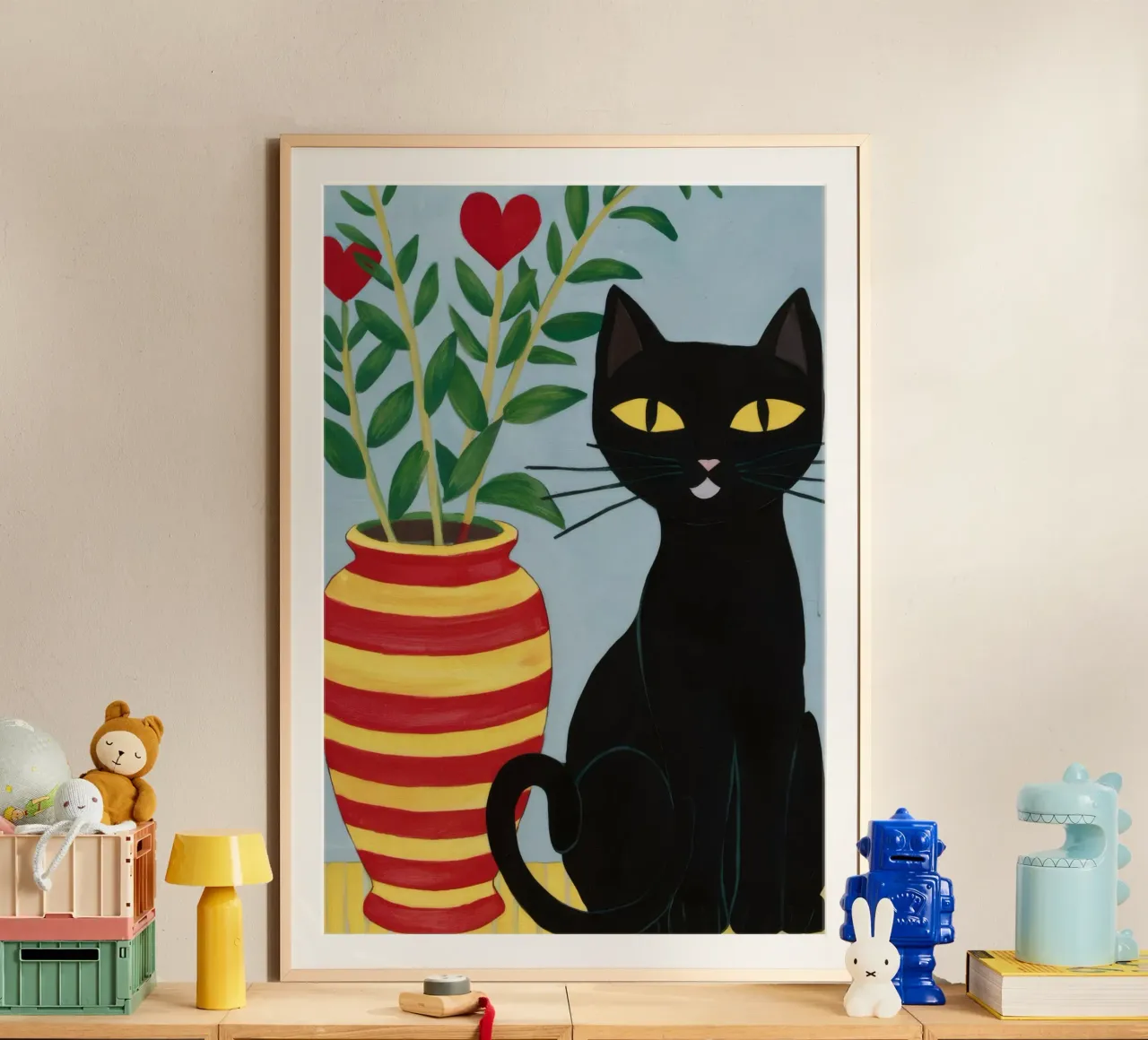 Heart Vase Black Cat poster by FadeAura