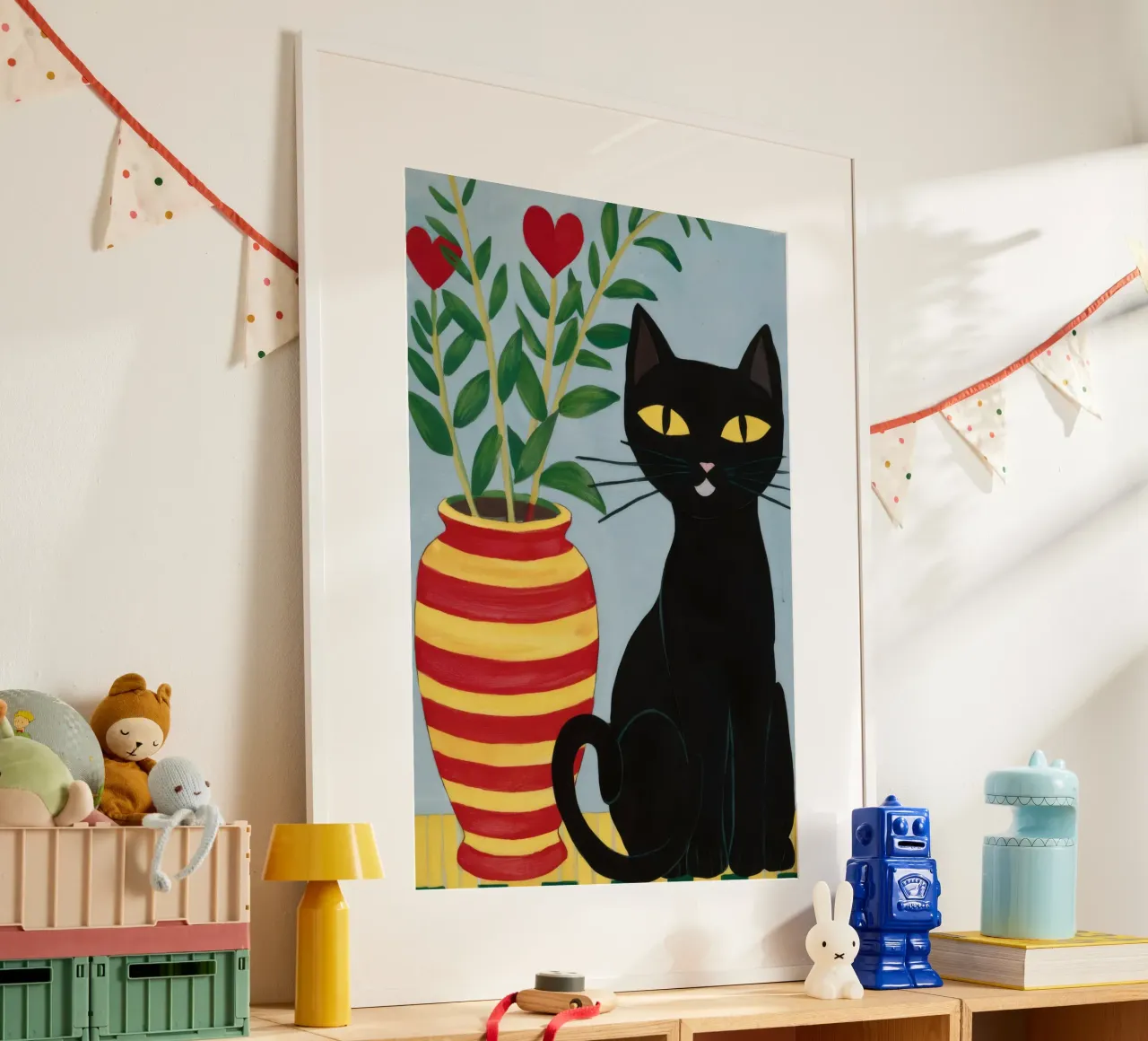 Heart Vase Black Cat poster by FadeAura