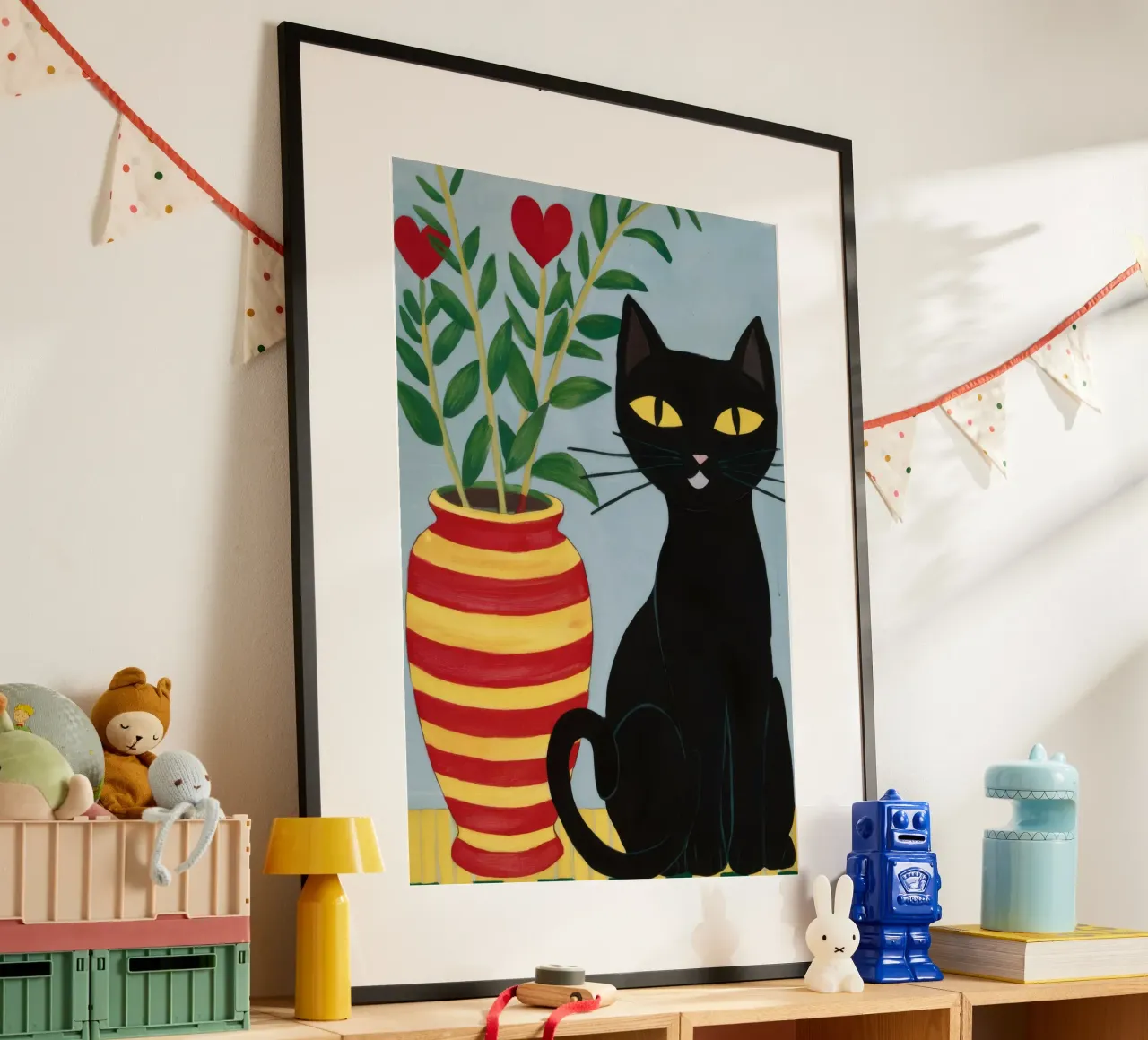 Heart Vase Black Cat poster by FadeAura