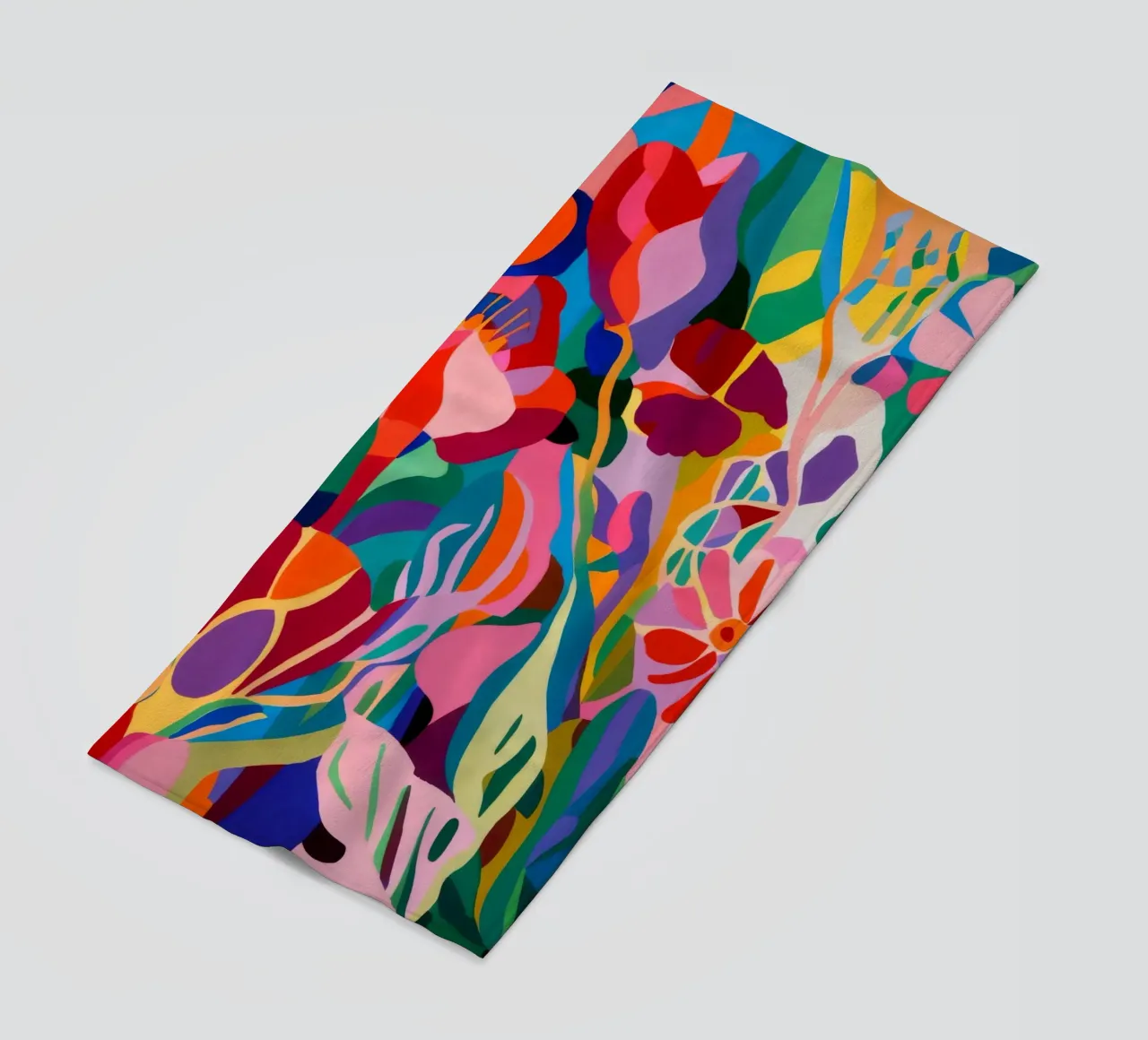 Crimson Tulip Eruption beach towel by Pan Denim