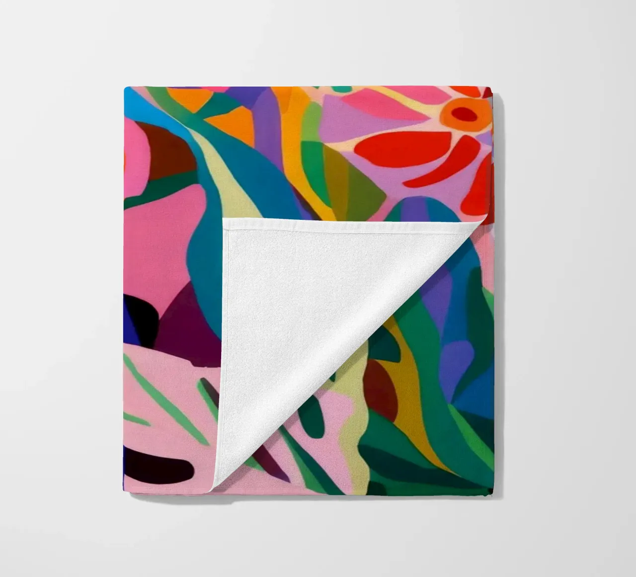 Crimson Tulip Eruption beach towel by Pan Denim