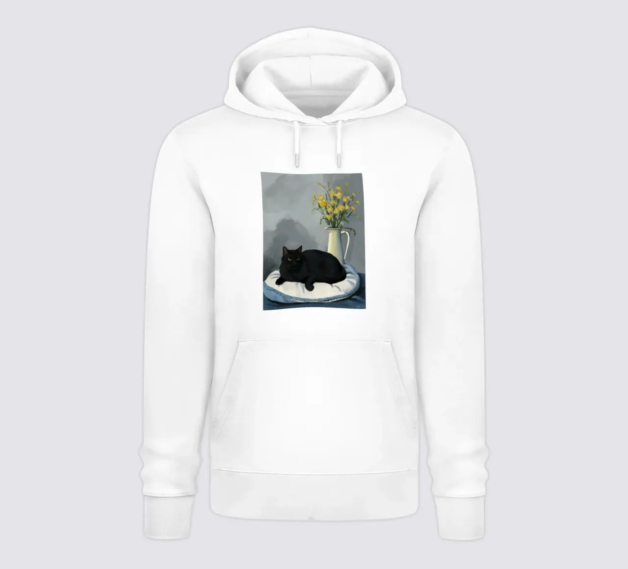 Gatto grigio Cuscino bianco felpa con cappuccio da FadeAura