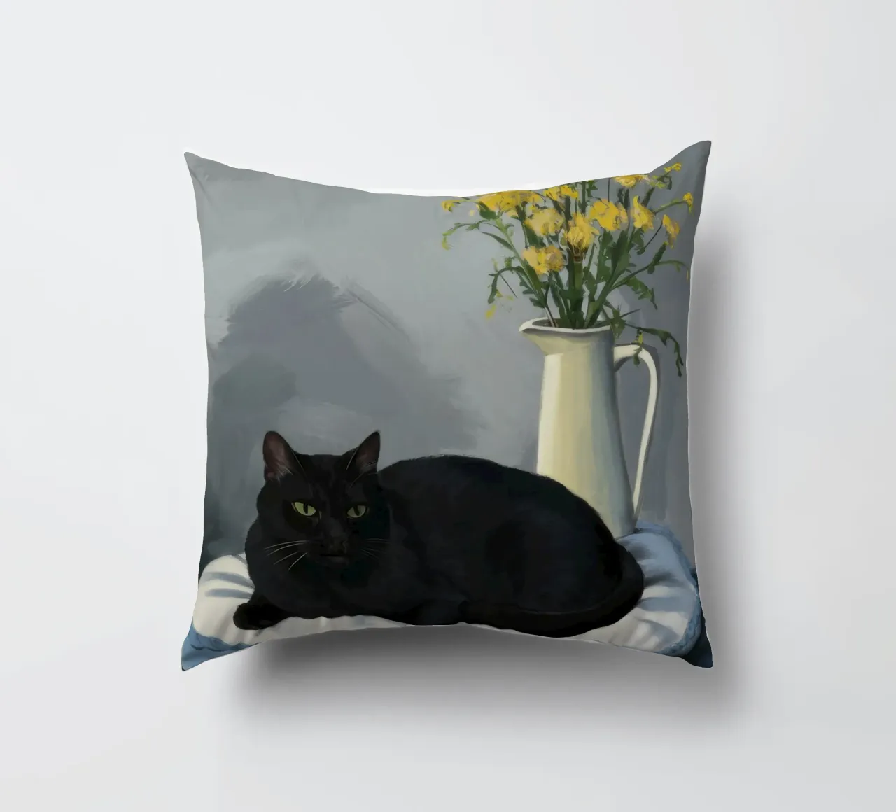 Gatto grigio Cuscino bianco cuscino da FadeAura