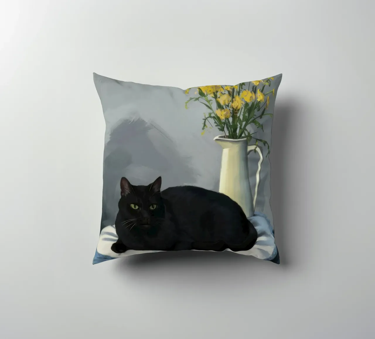 Gatto grigio Cuscino bianco cuscino da FadeAura