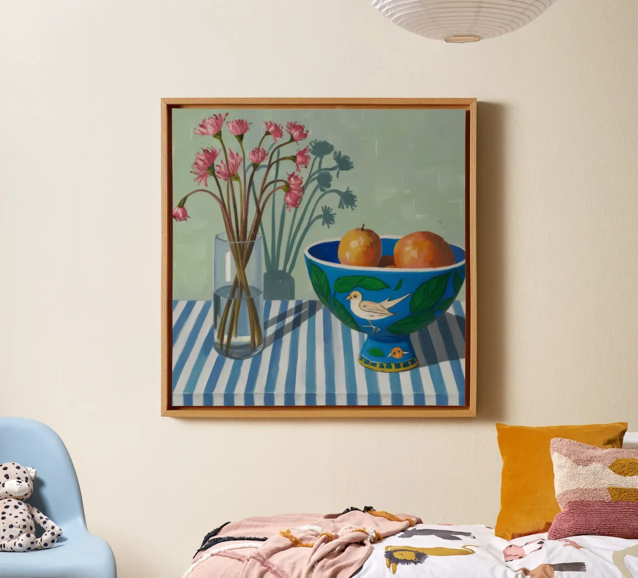 Gestreepte tafelsinaasappels canvas met Baklijst van Pan Denim