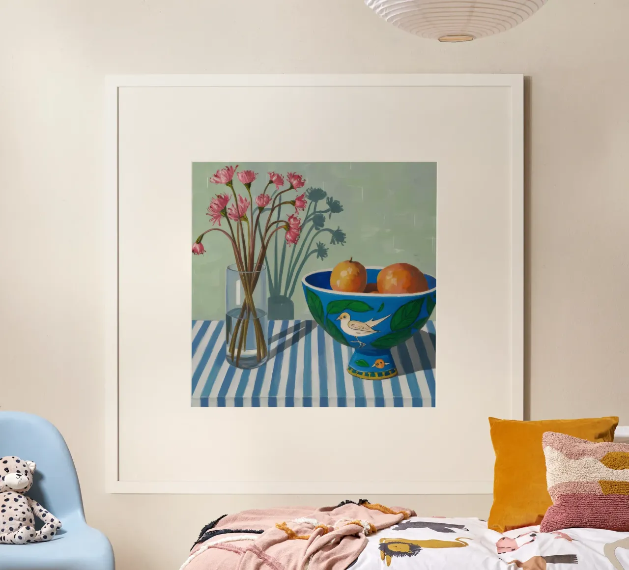 Striped Table Oranges poster by Pan Denim