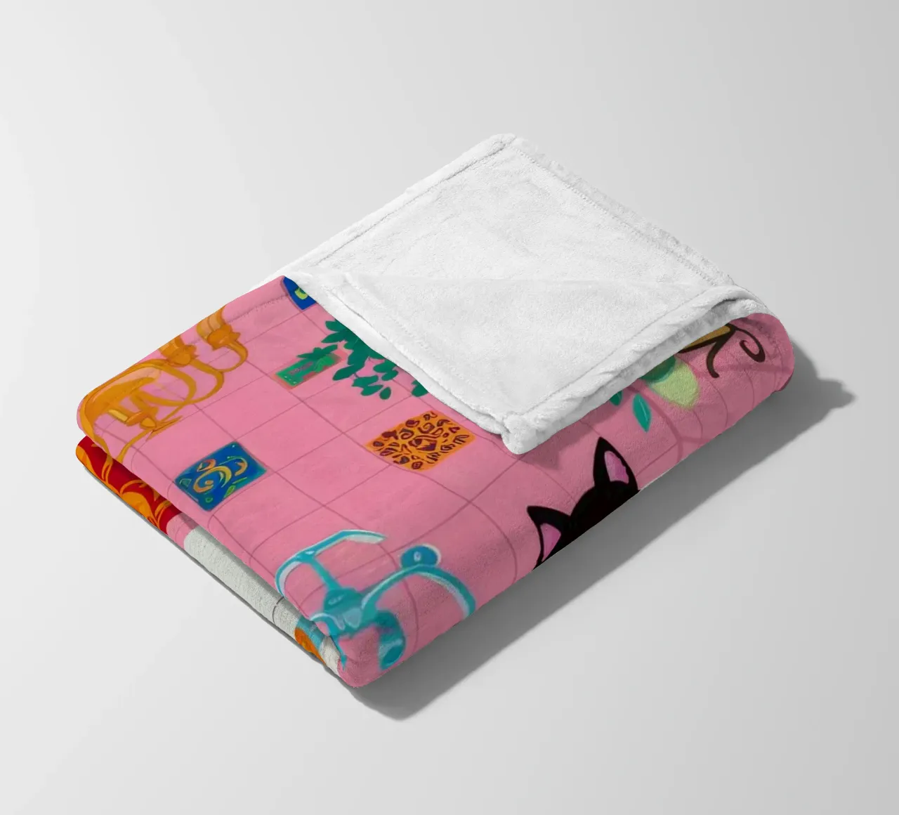 Gatto da bagno in piastrelle rosa coperta in pile da Stone Decade