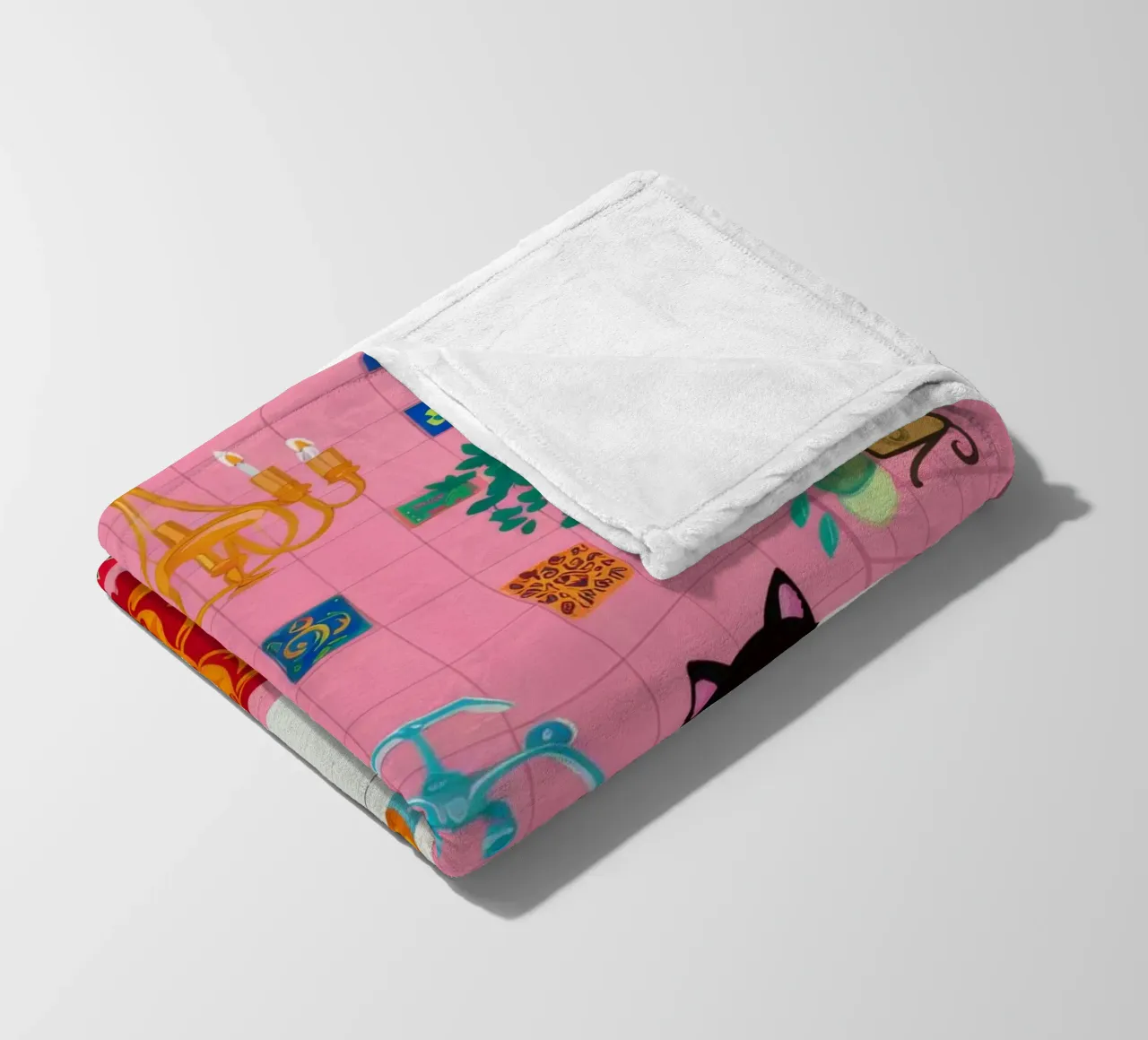 Gatto da bagno in piastrelle rosa coperta in pile da Stone Decade