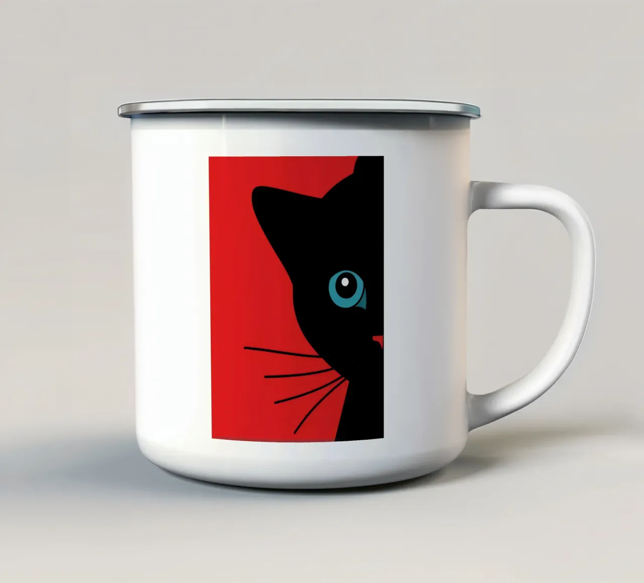 Gatto dagli occhi blu tazza in smalto da FadeAura