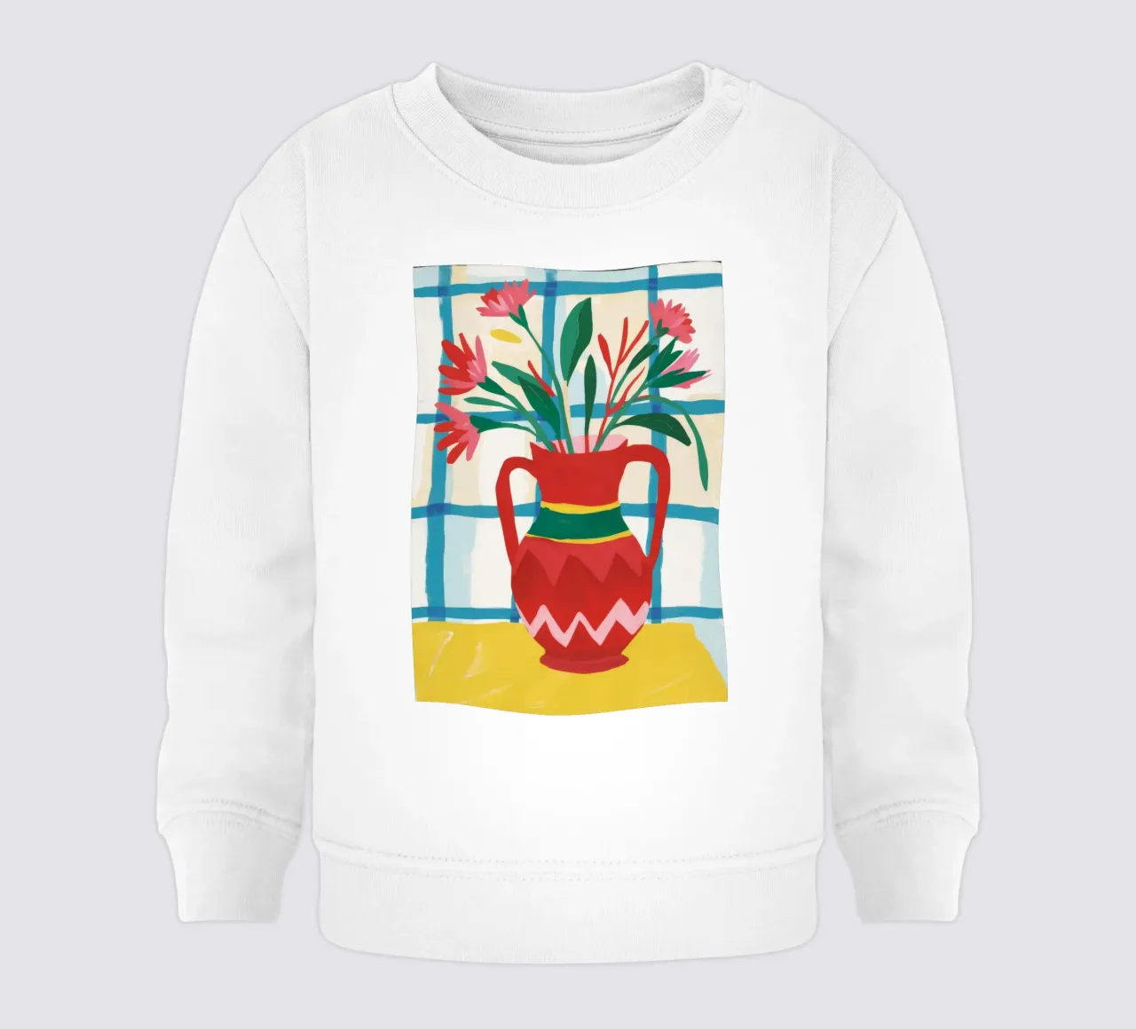 Davanzale in vaso rosso felpa neonato da Pan Denim