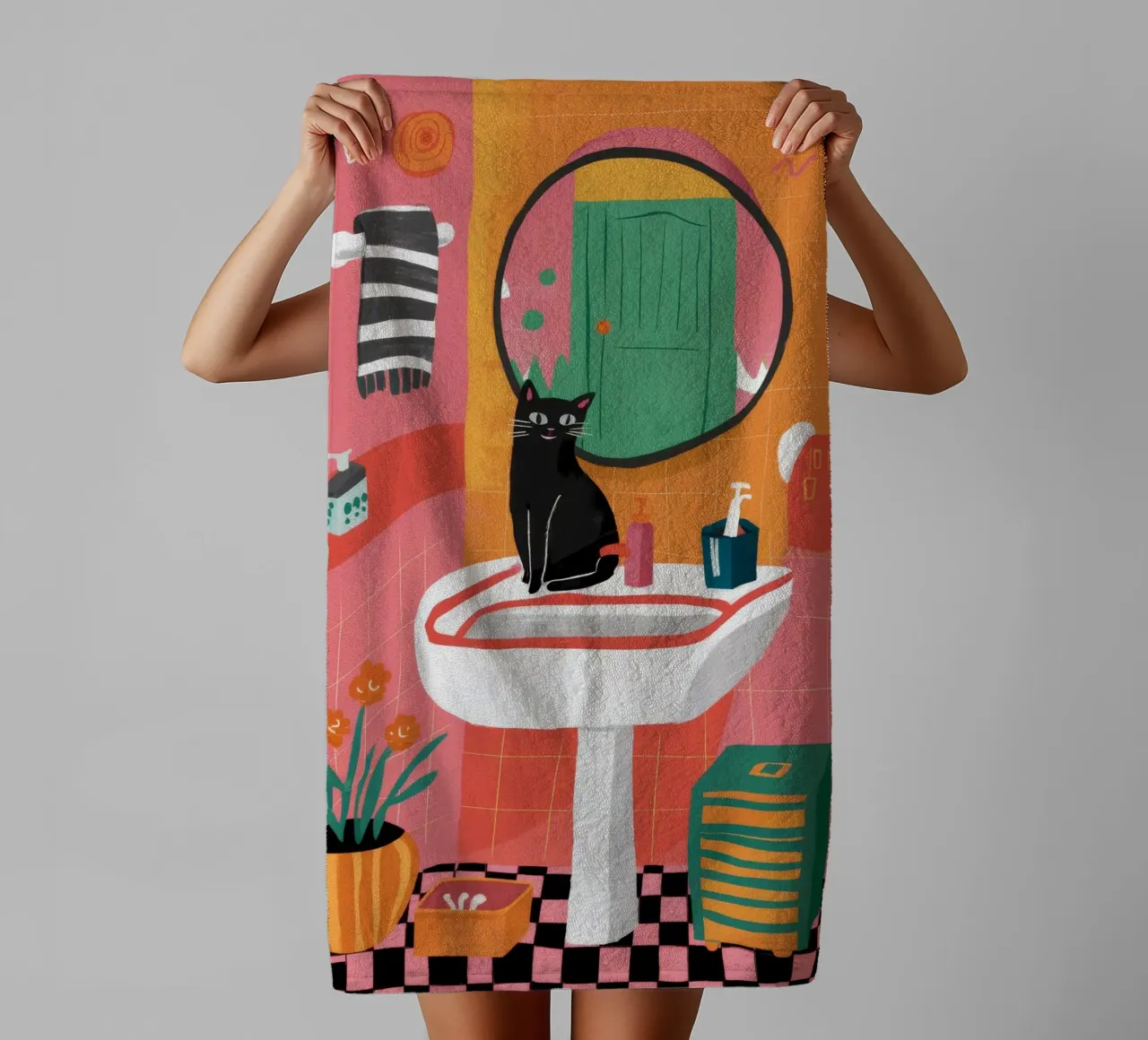 Sink Cat Reflection towel by Stone Decade