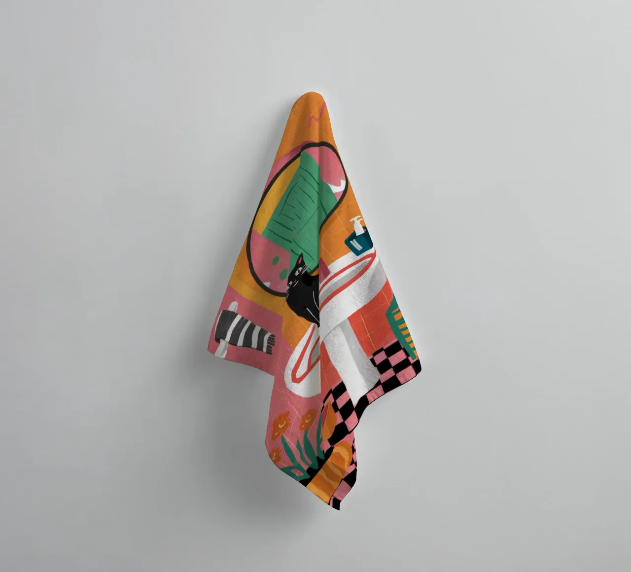 Sink Cat Reflection towel by Stone Decade