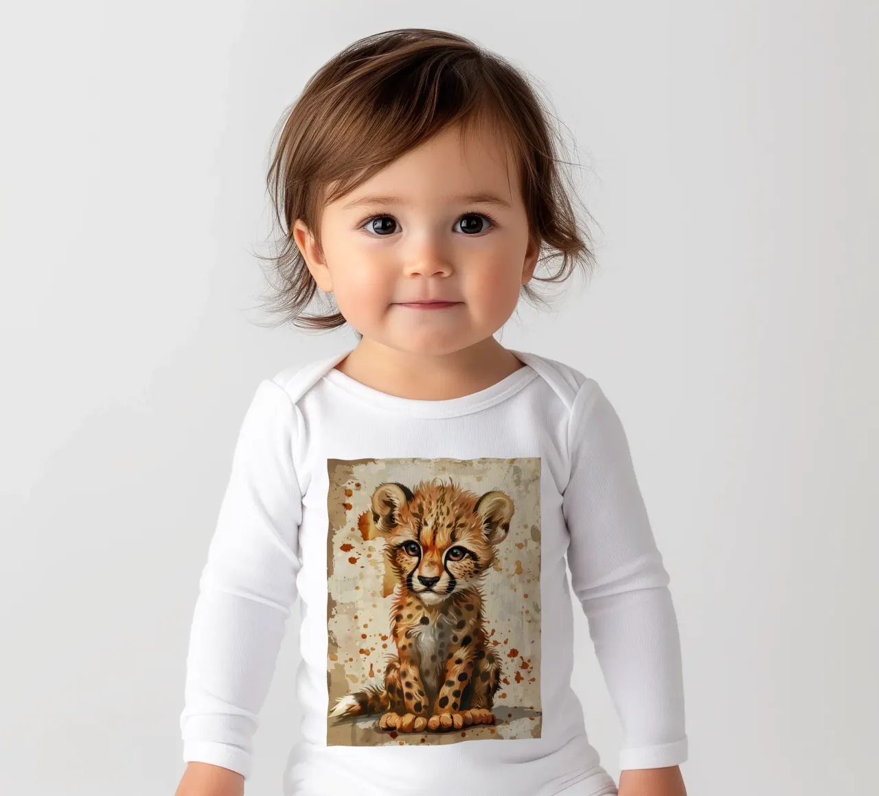 Cheetah welp speelsheid babyrompertje lange mouwen van DesignDoodle