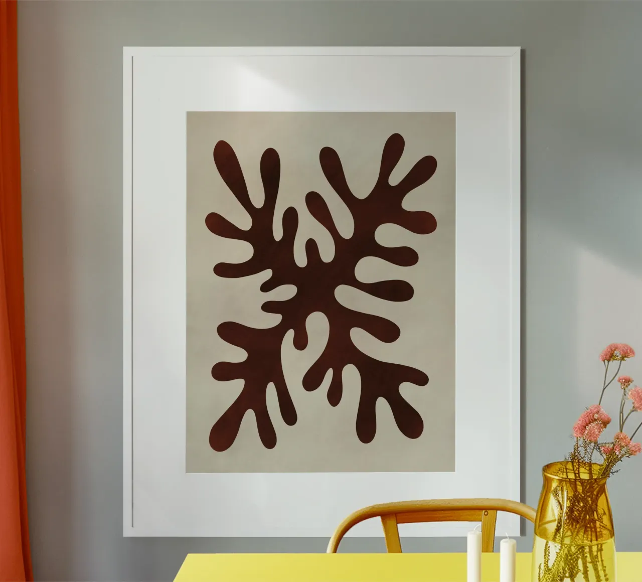 Silhouette corallo 04 poster con telaio in legno da Little Dean