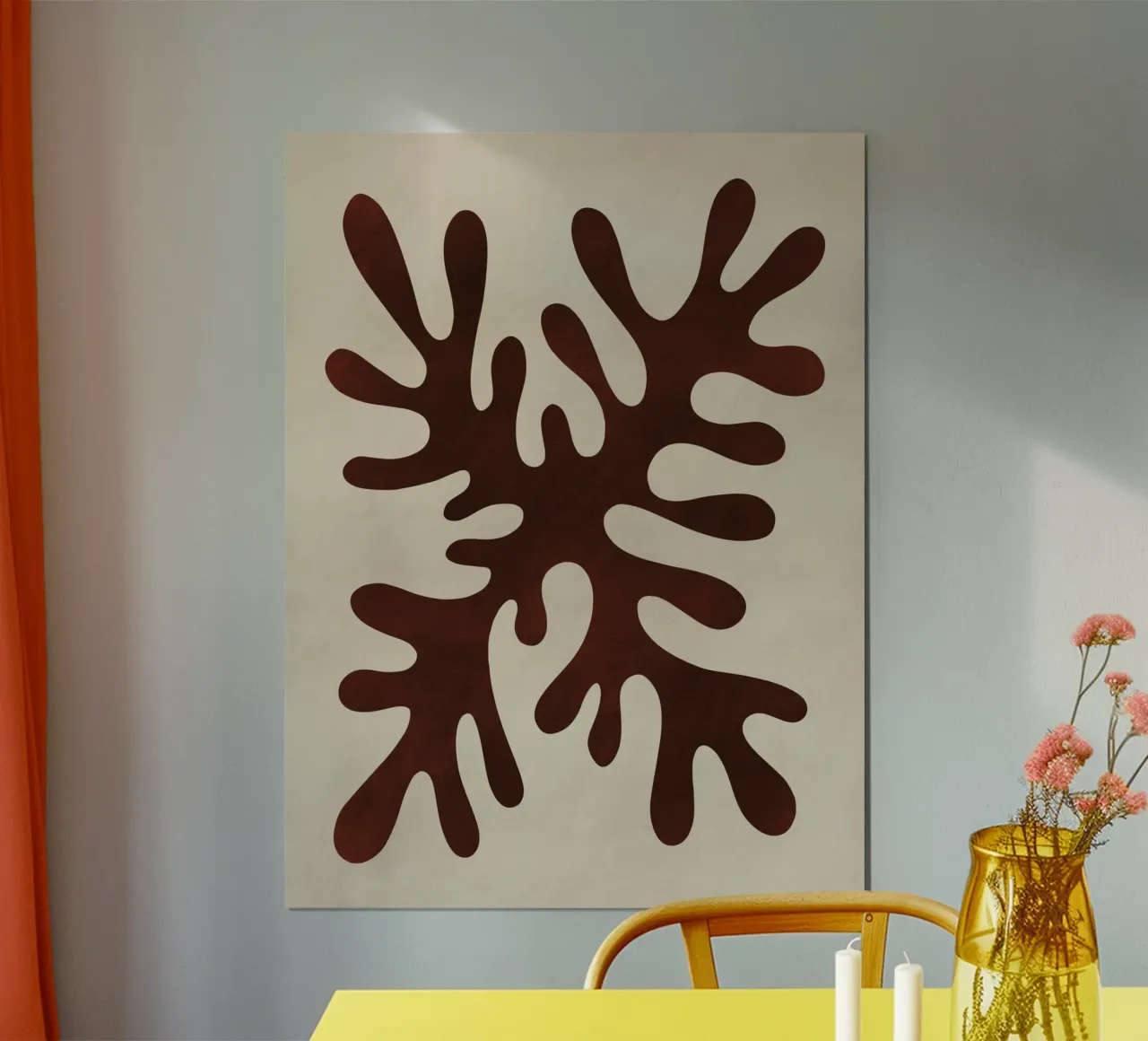 Silhouette corallo 04 poster con telaio in legno da Little Dean
