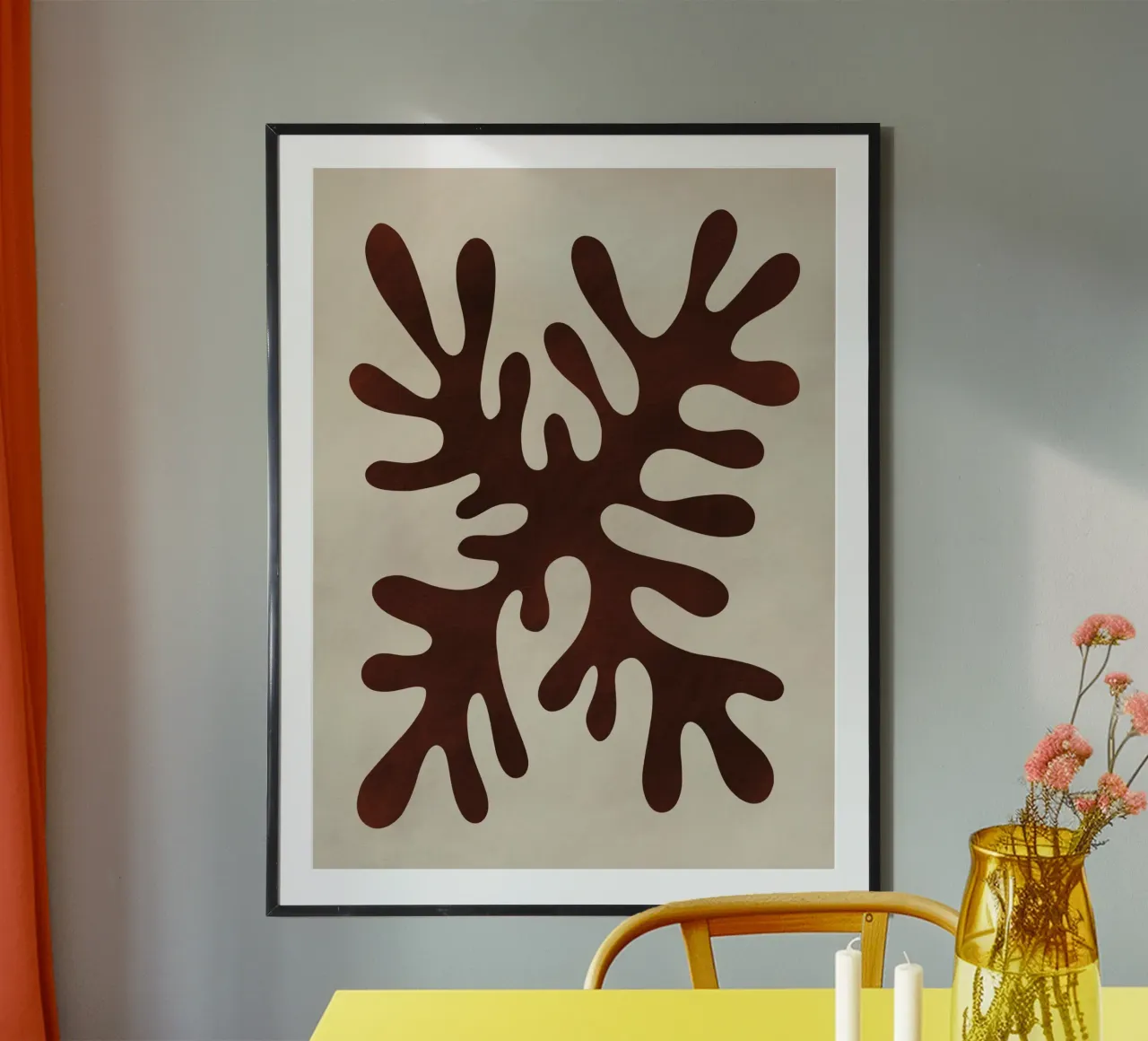 Silhouette corallo 04 poster con telaio in legno da Little Dean