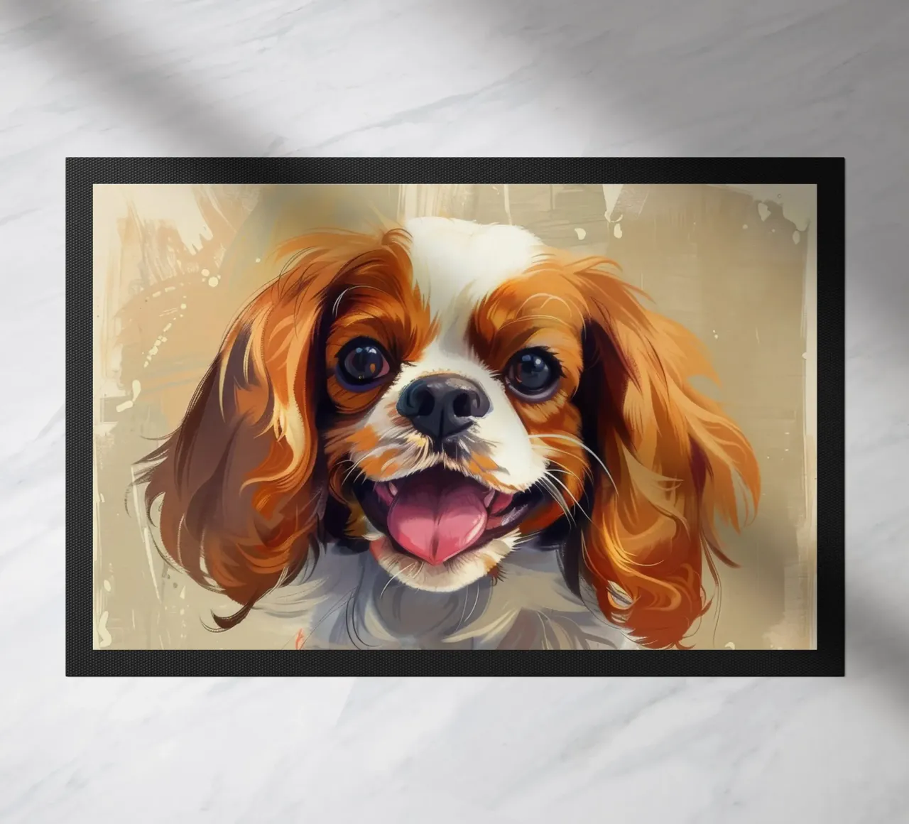 Un cucciolo di Cavalier King Charles Spaniel, dolce e affettuoso zerbino da DesignDoodle