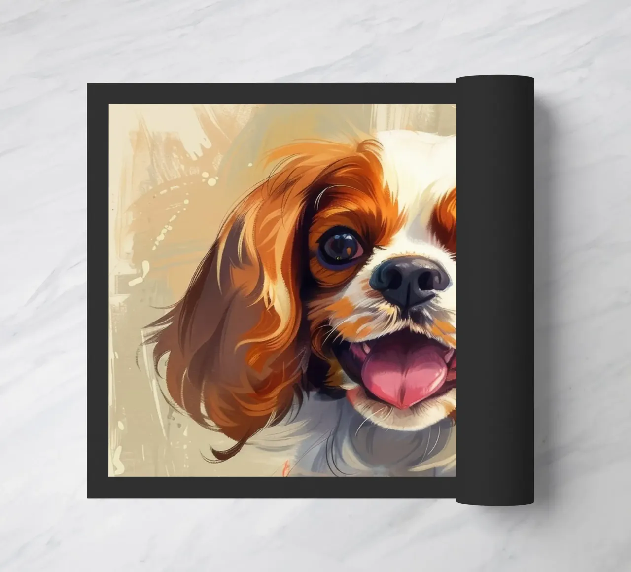 Un cucciolo di Cavalier King Charles Spaniel, dolce e affettuoso zerbino da DesignDoodle