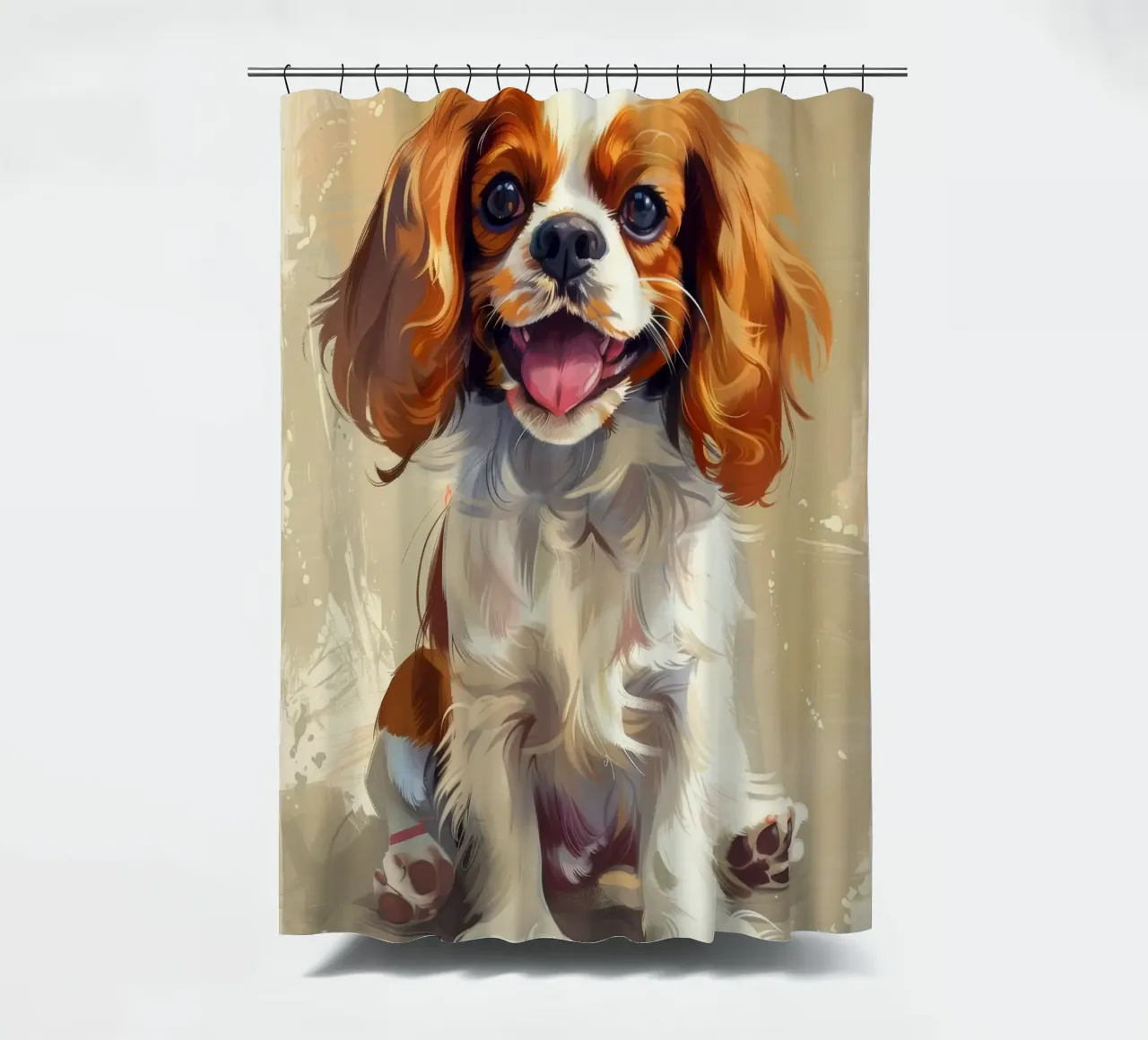 Un chiot Cavalier King Charles Spaniel doux et réconfortant rideau de douche de DesignDoodle