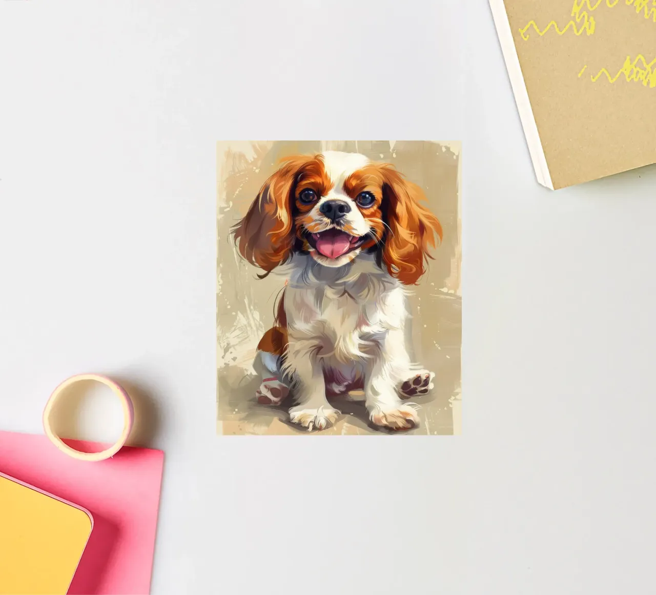 A sweet and heartwarming Cavalier King Charles Spaniel puppy sticker by DesignDoodle