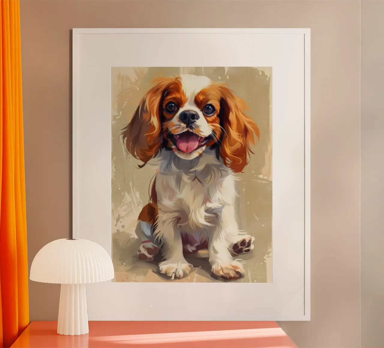 Un cucciolo di Cavalier King Charles Spaniel, dolce e affettuoso poster con telaio in plastica da DesignDoodle