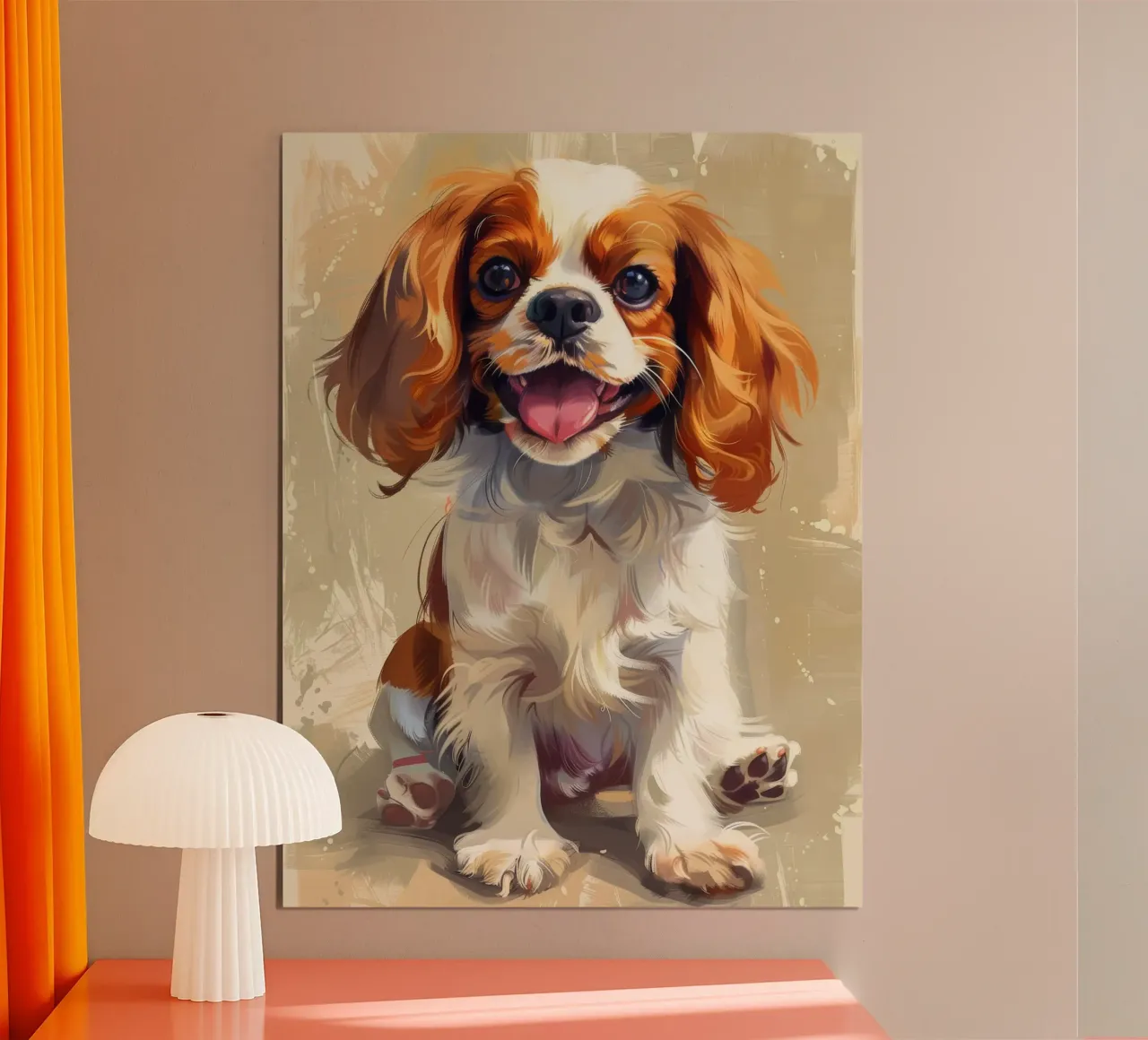 Un cucciolo di Cavalier King Charles Spaniel, dolce e affettuoso poster con telaio in plastica da DesignDoodle