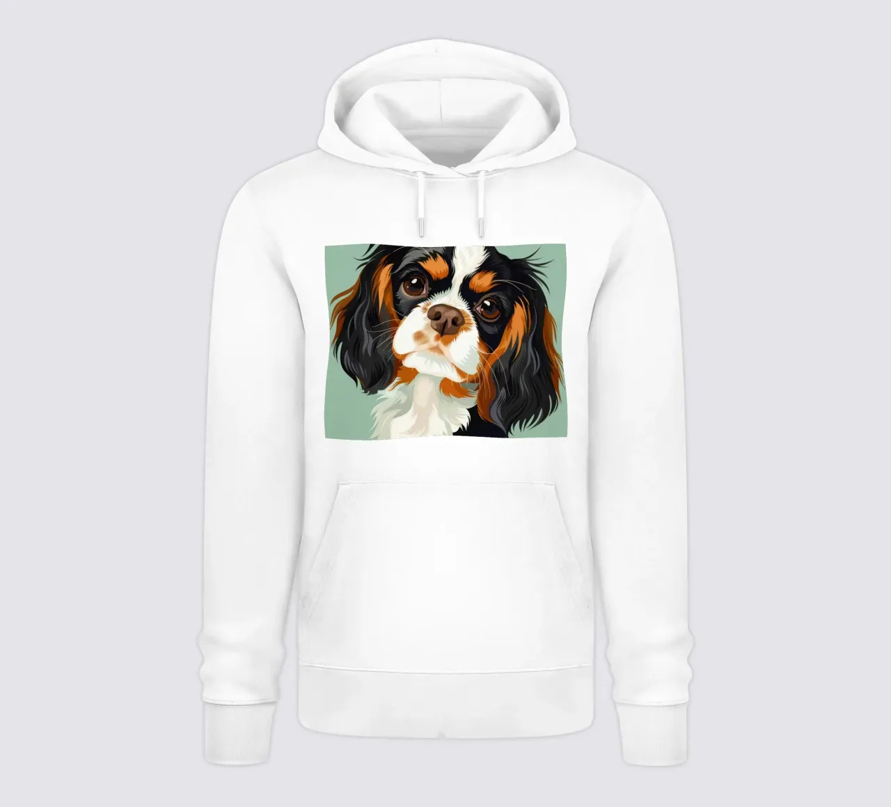 expressive closeup of Cavalier King Charles Spaniel hoodie by DesignDoodle