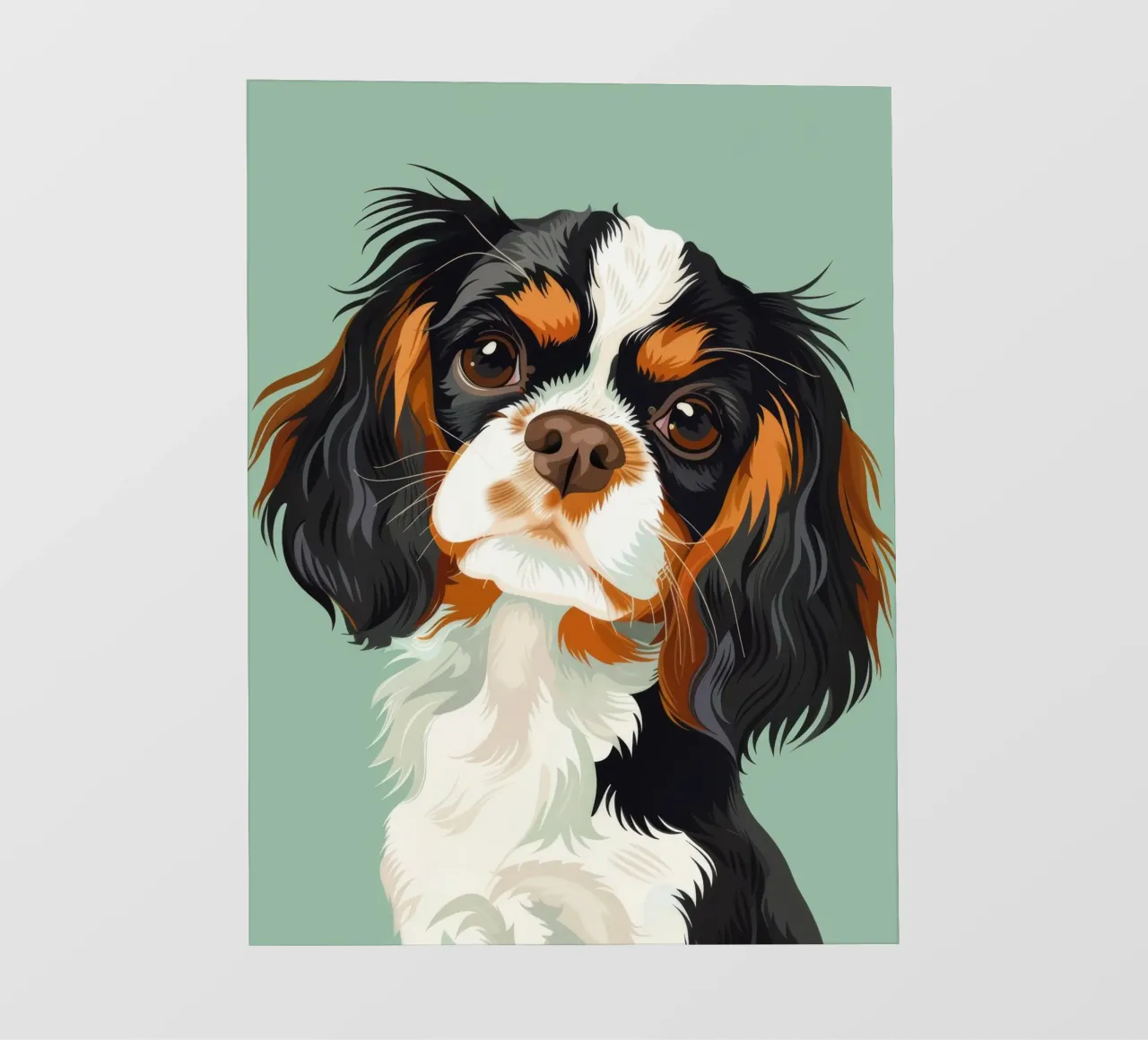 ausdrucksstarke Nahaufnahme eines Cavalier King Charles Spaniels Backlit Folie von DesignDoodle