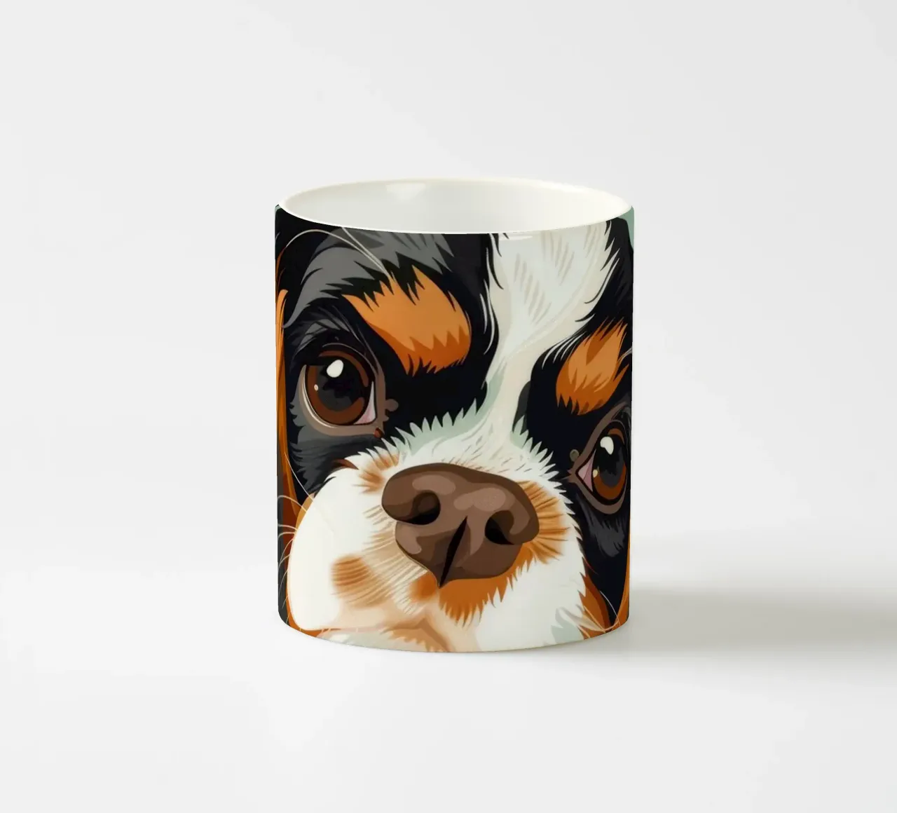 ausdrucksstarke Nahaufnahme eines Cavalier King Charles Spaniels Keramik Tasse von DesignDoodle