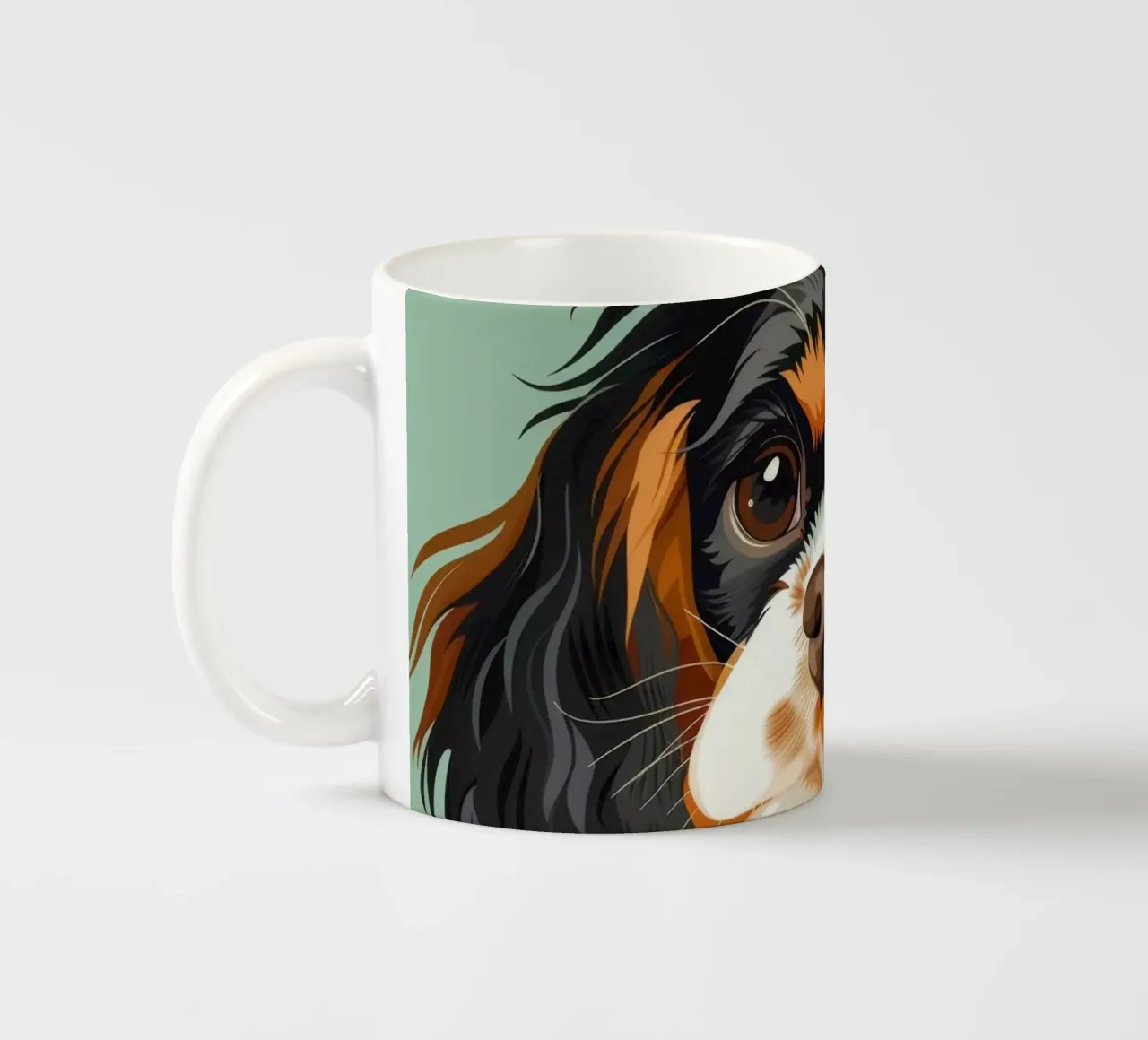 ausdrucksstarke Nahaufnahme eines Cavalier King Charles Spaniels Keramik Tasse von DesignDoodle