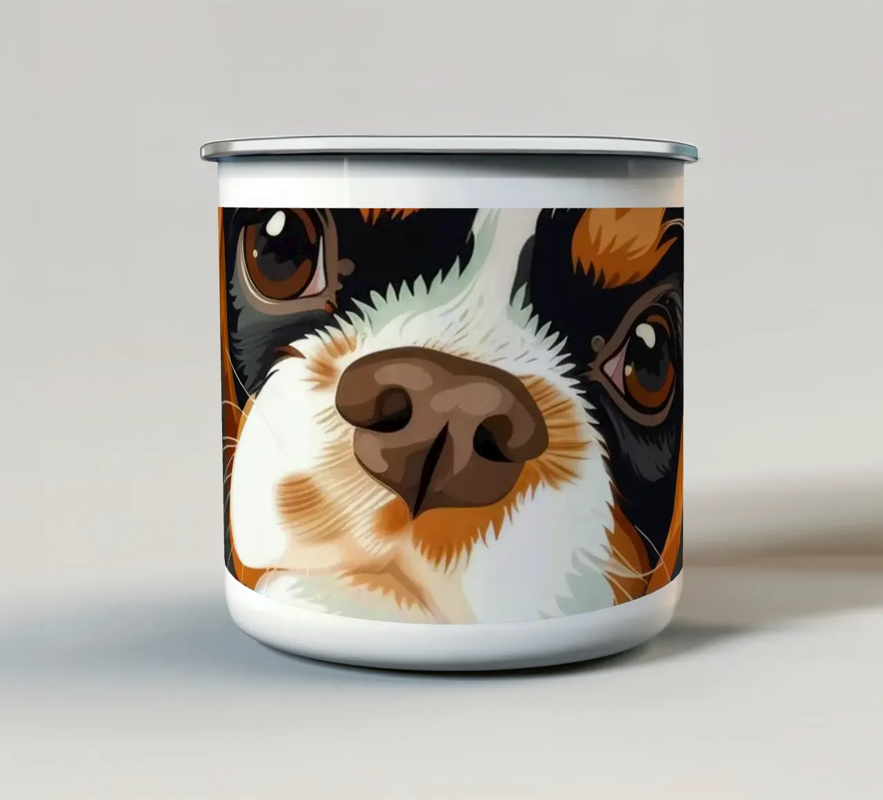 expressieve close-up van Cavalier King Charles Spaniel emaille mok van DesignDoodle