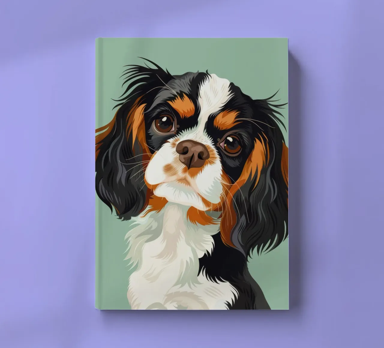 expressive closeup of Cavalier King Charles Spaniel notebook by DesignDoodle