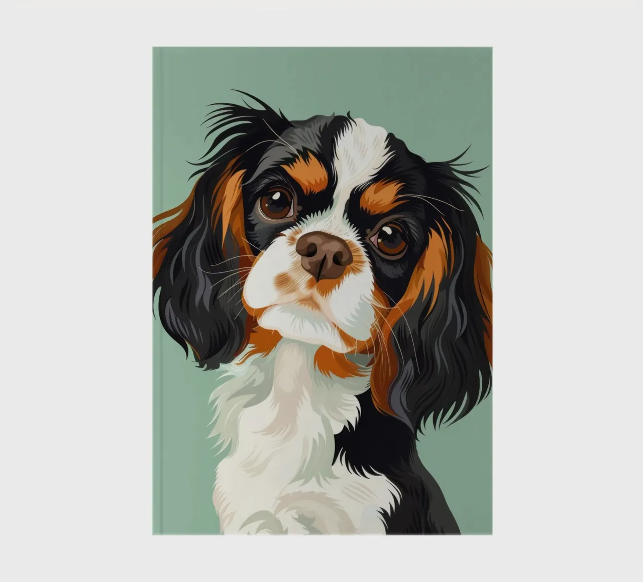expressive closeup of Cavalier King Charles Spaniel notebook by DesignDoodle