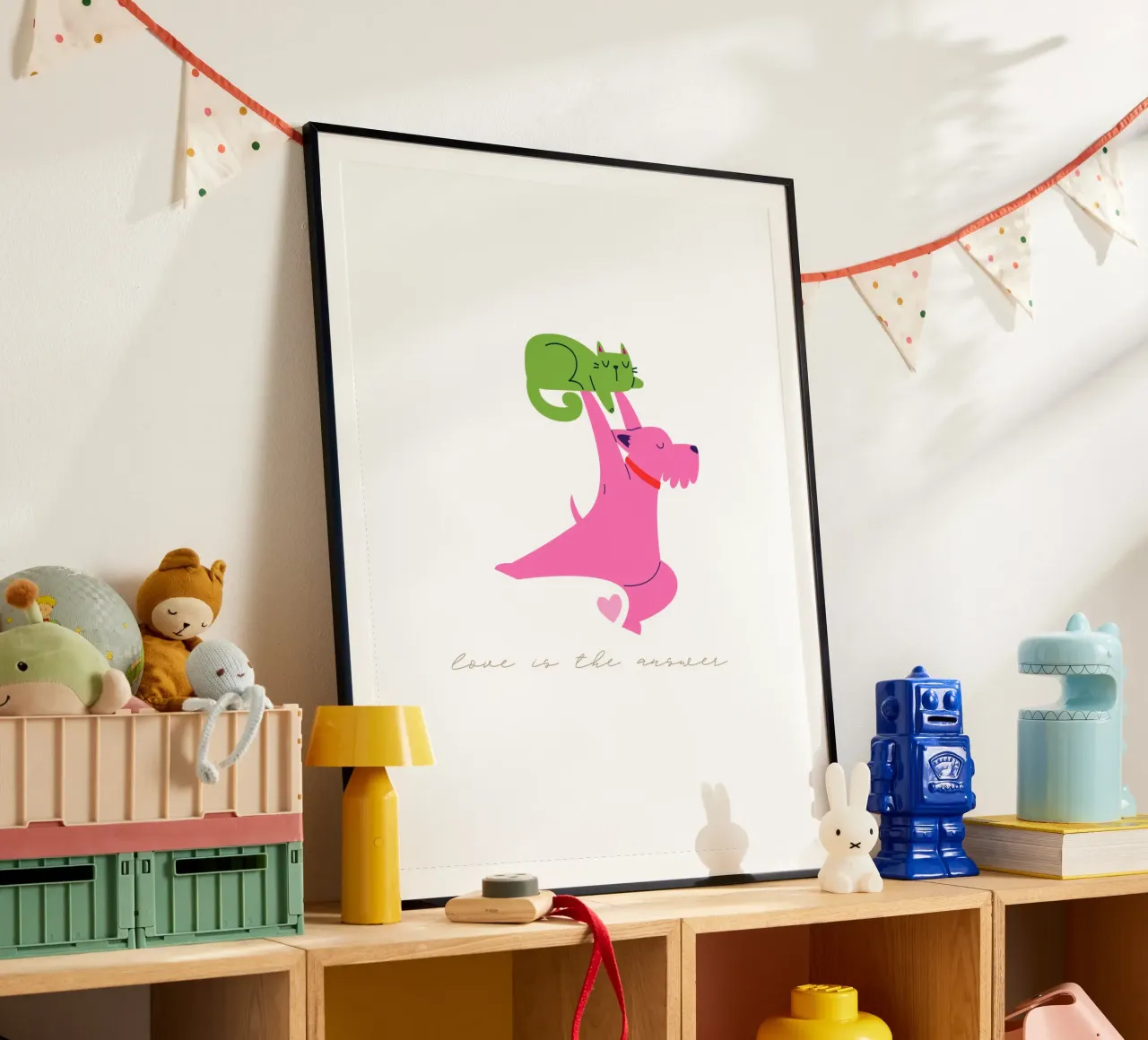 love is the answer poster con telaio in alluminio da fummelhummel
