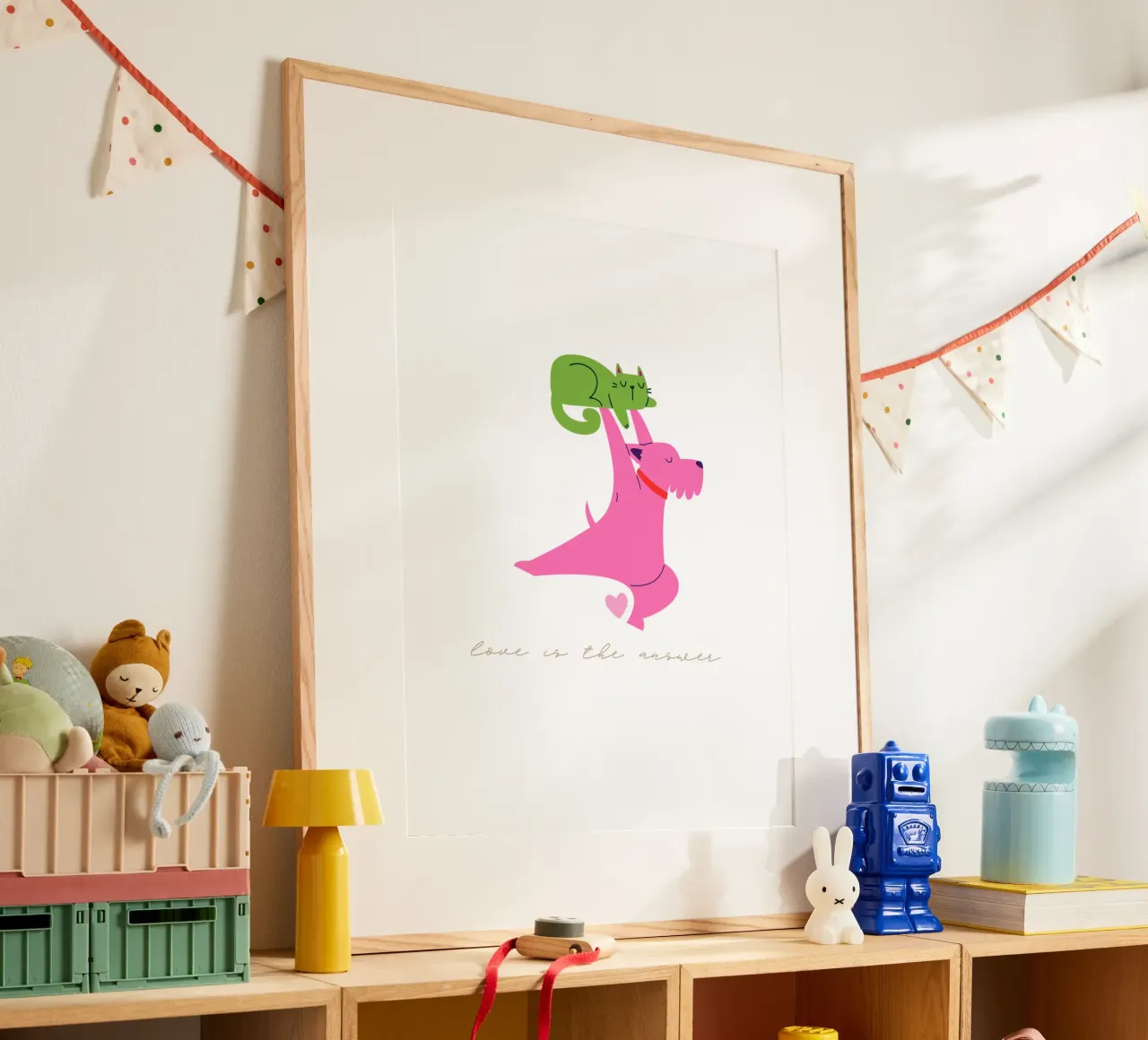 love is the answer poster con telaio in alluminio da fummelhummel