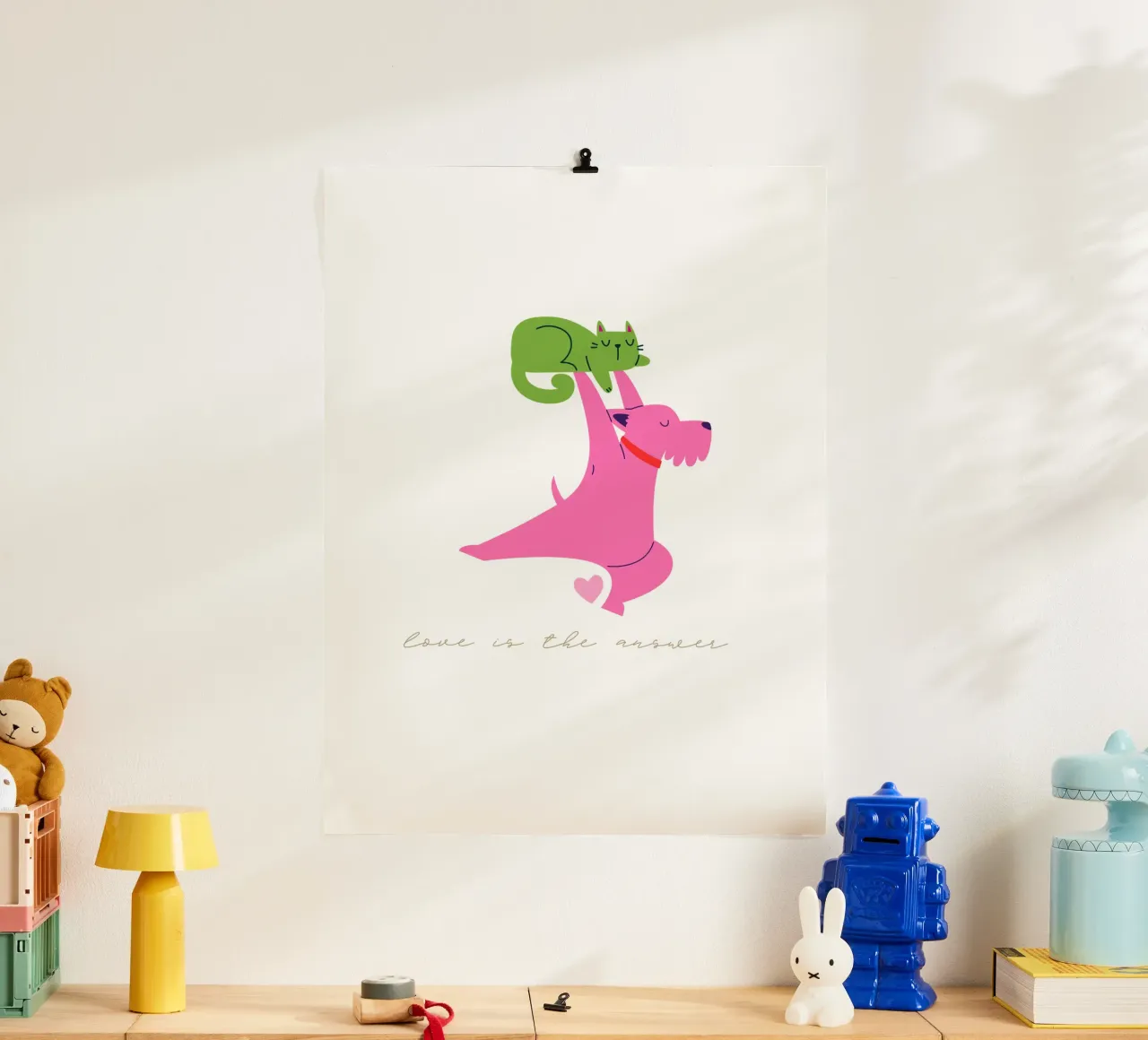 love is the answer poster con telaio in alluminio da fummelhummel