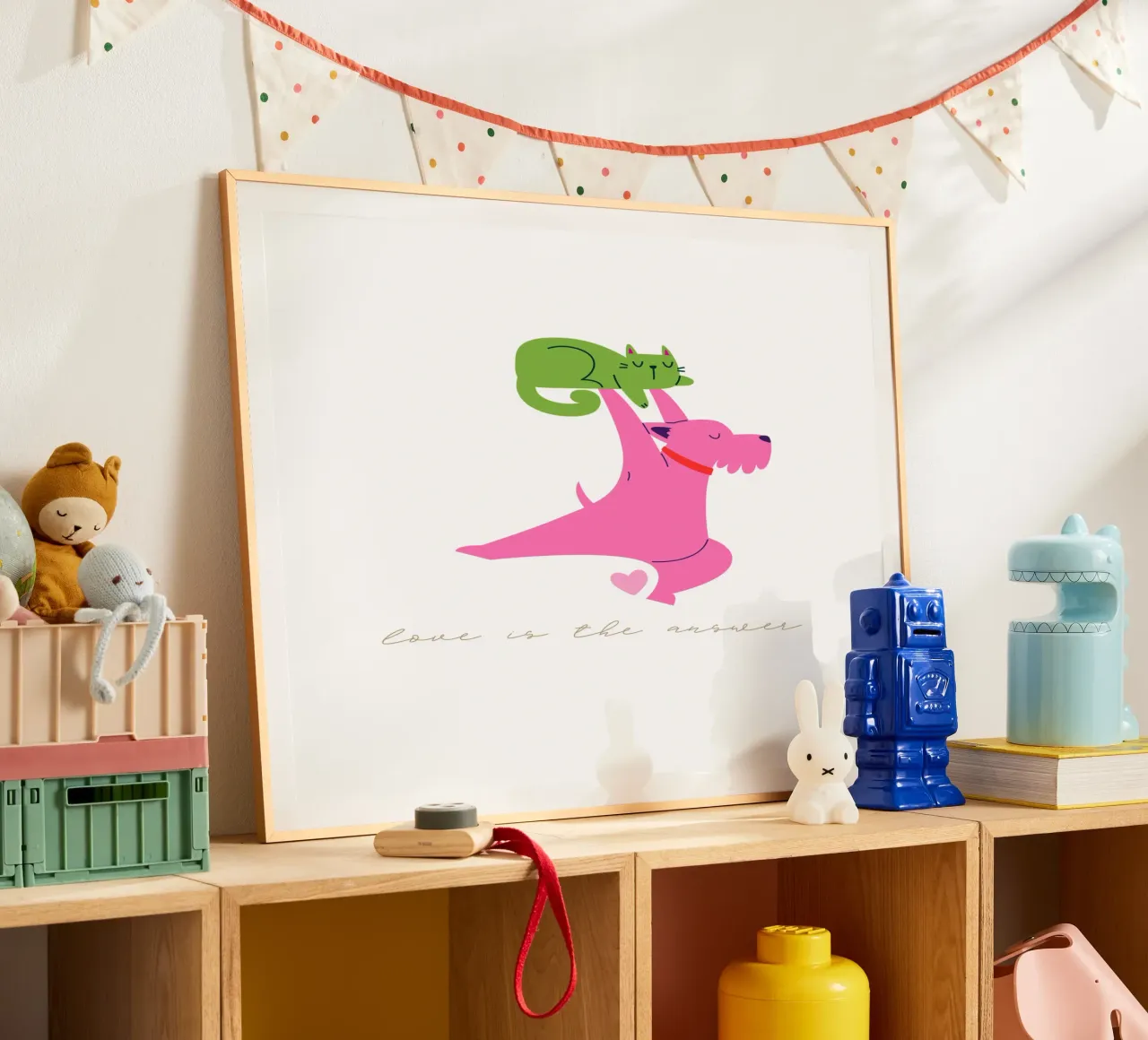 love is the answer poster con telaio in alluminio da fummelhummel