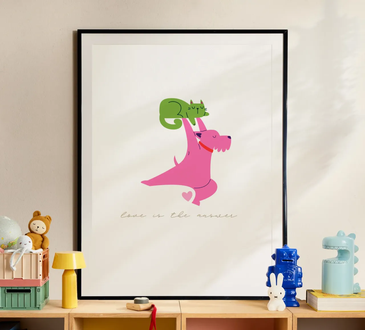 love is the answer poster con telaio in alluminio da fummelhummel