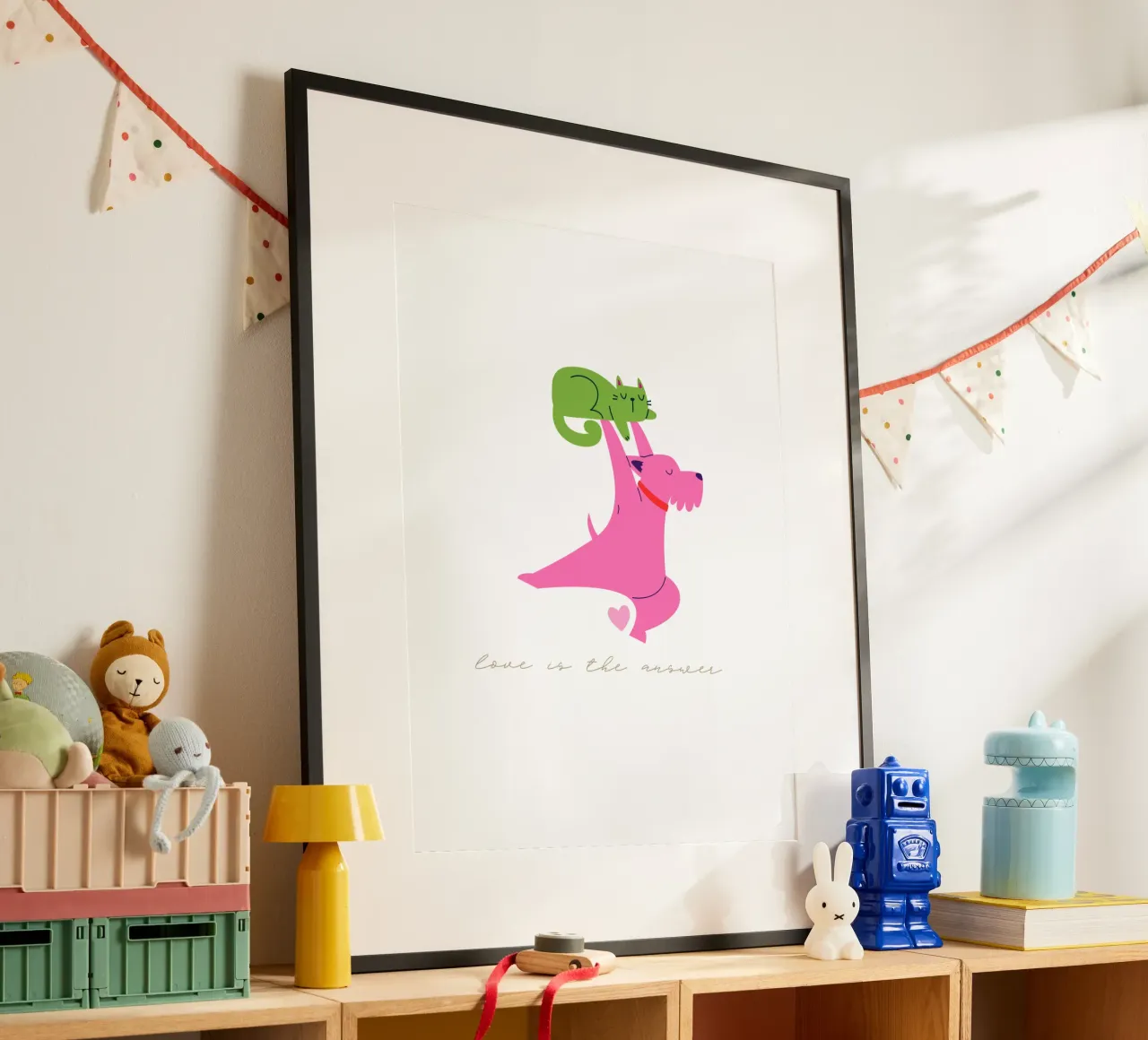 love is the answer poster con telaio in alluminio da fummelhummel