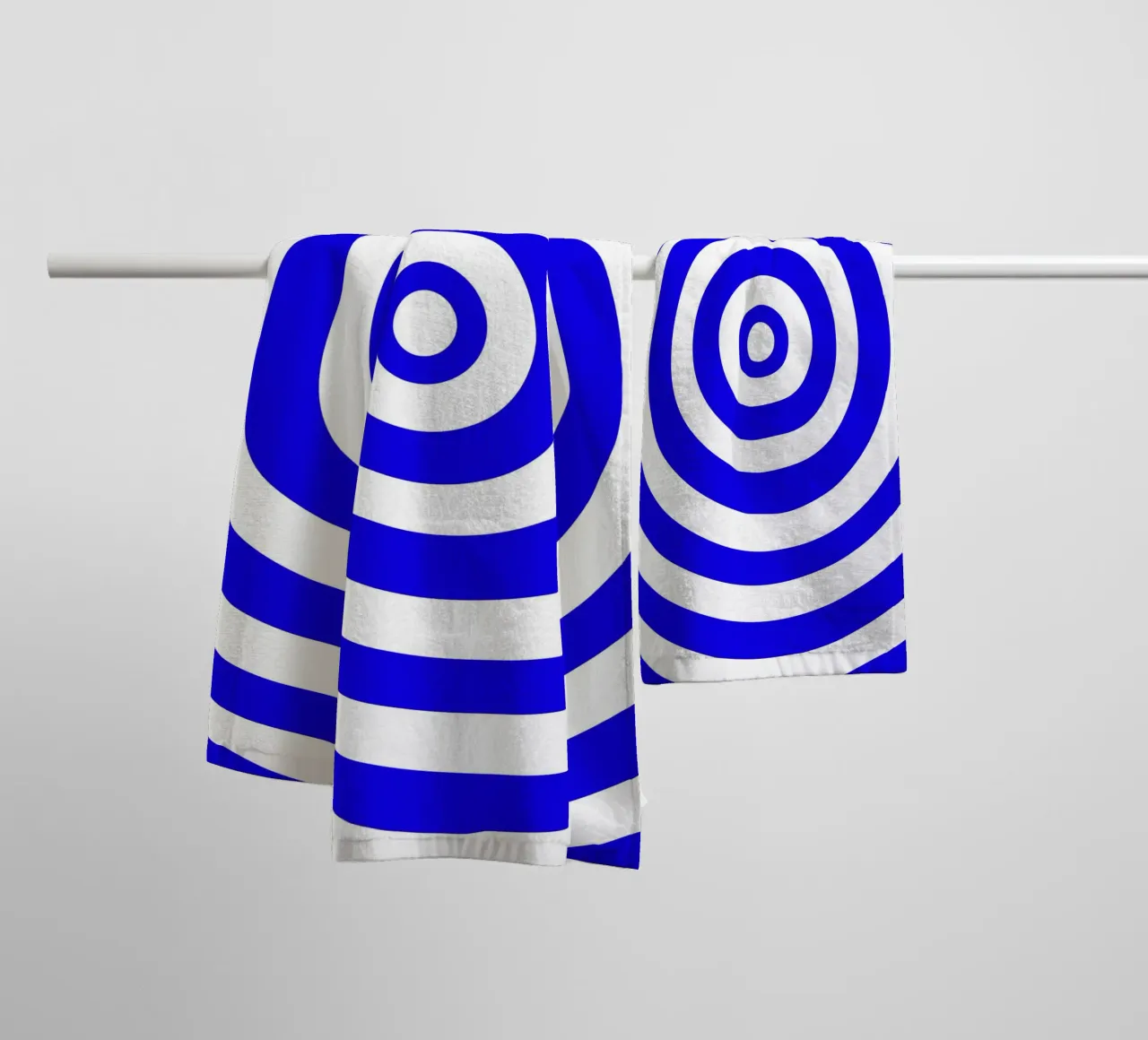 Geometric blue and white circles, minimalist, modern art towel by Lilou Art