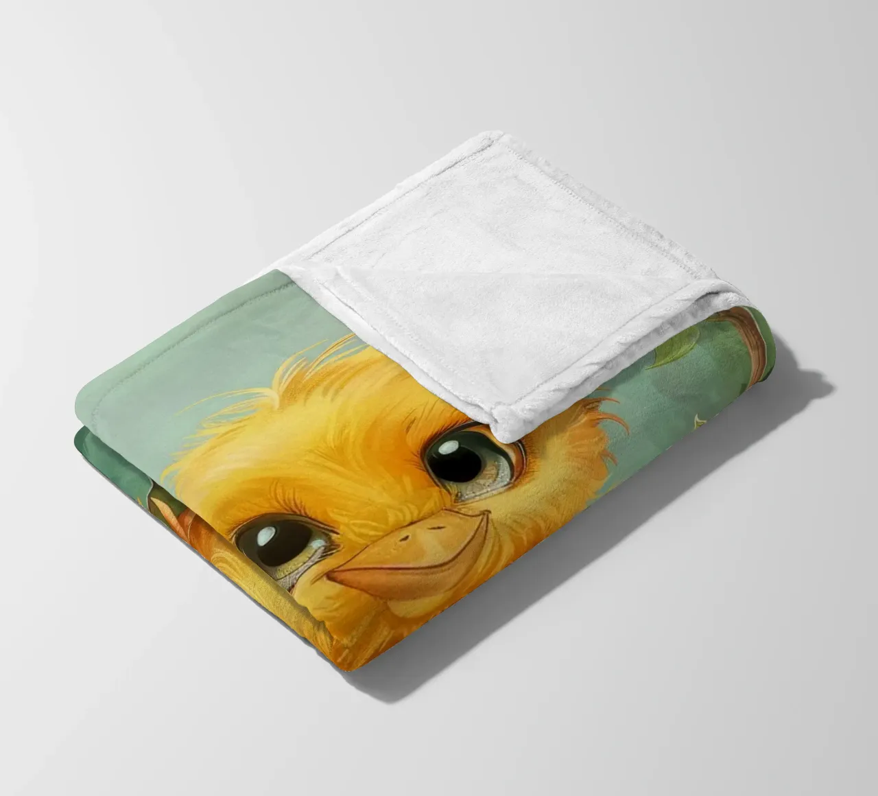 adorable chick with big eyes, perched on a branch fleece blanket by DesignDoodle