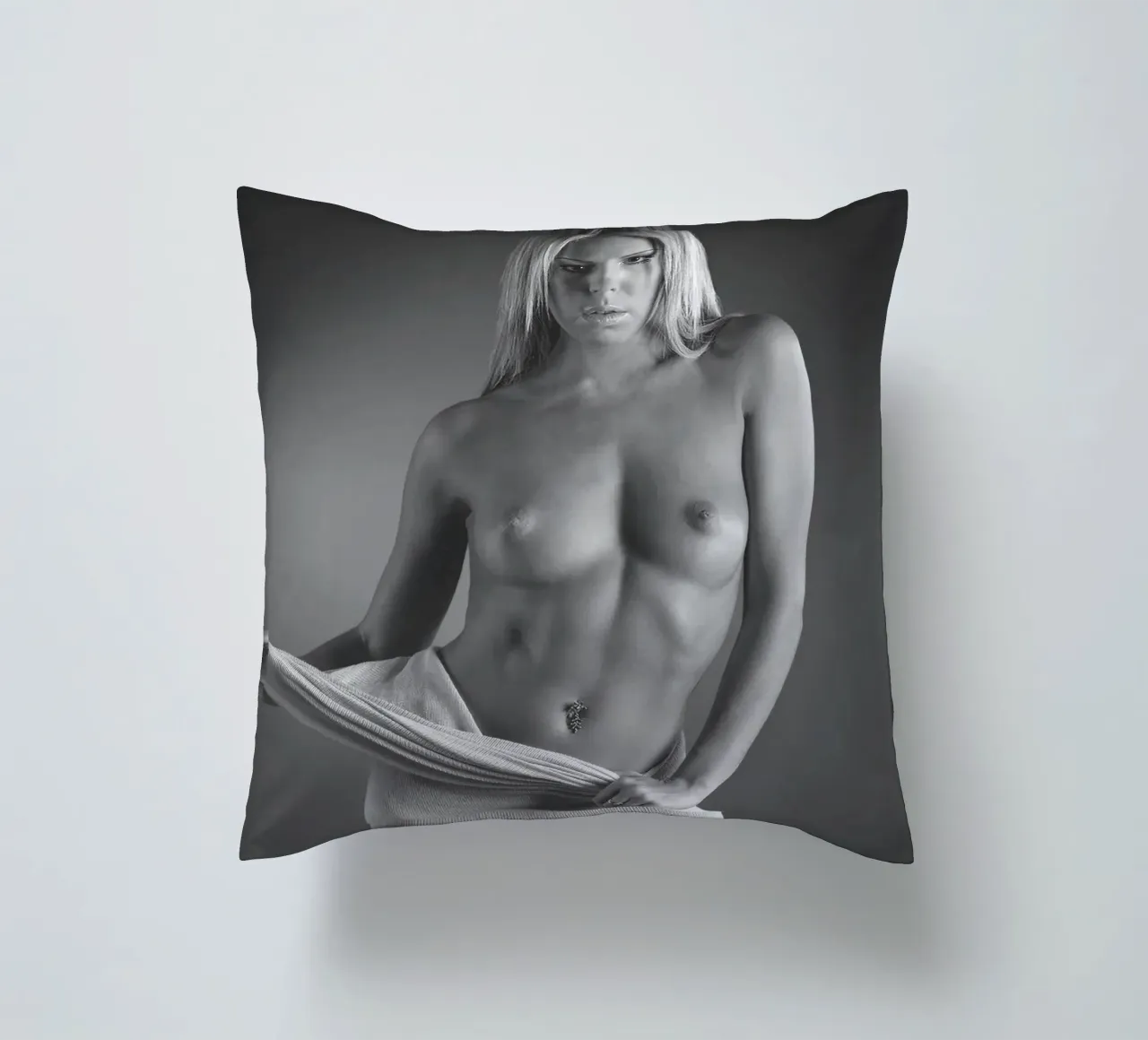Ashlee in cotton 2 Mono decorative cushion by Dave Hare Photography