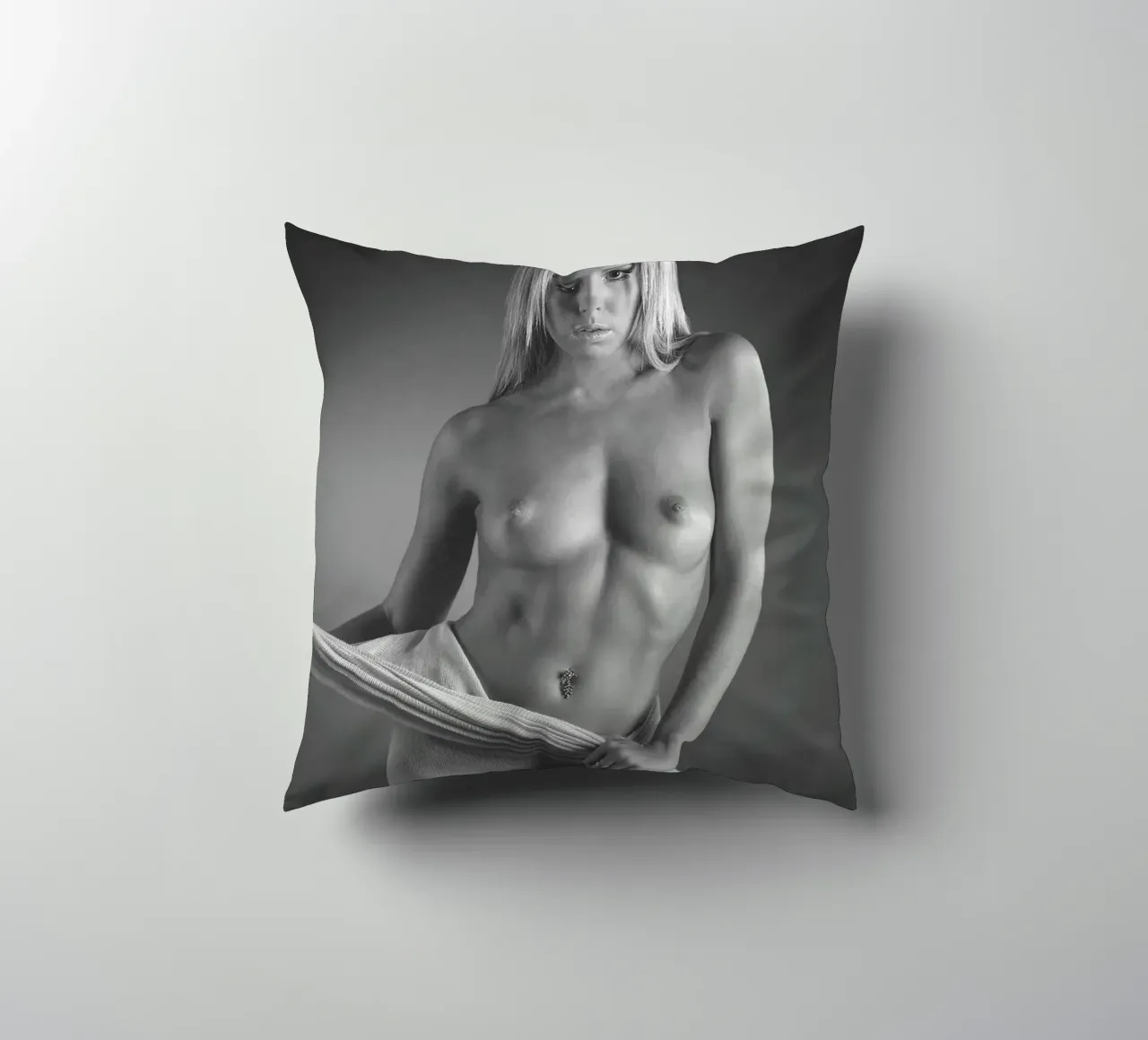 Ashlee in cotton 2 Mono decorative cushion by Dave Hare Photography