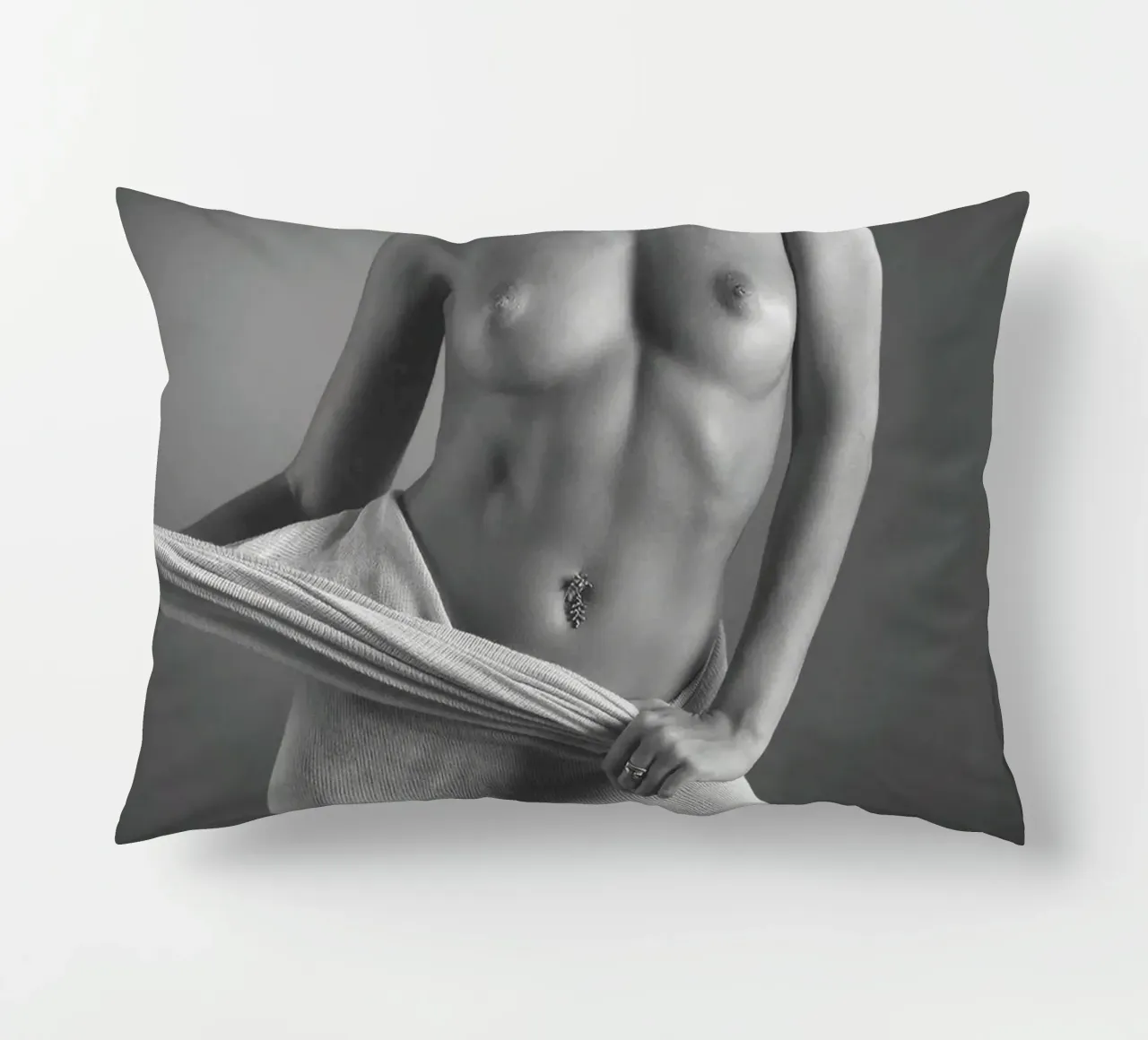 Ashlee in cotton 2 Mono decorative cushion by Dave Hare Photography