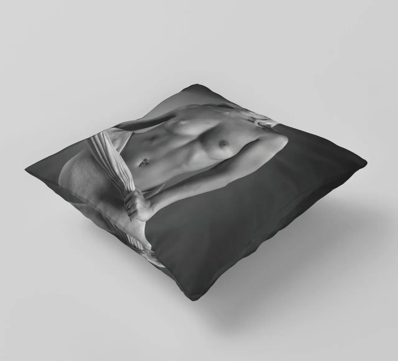 Ashlee in cotton 2 Mono decorative cushion by Dave Hare Photography