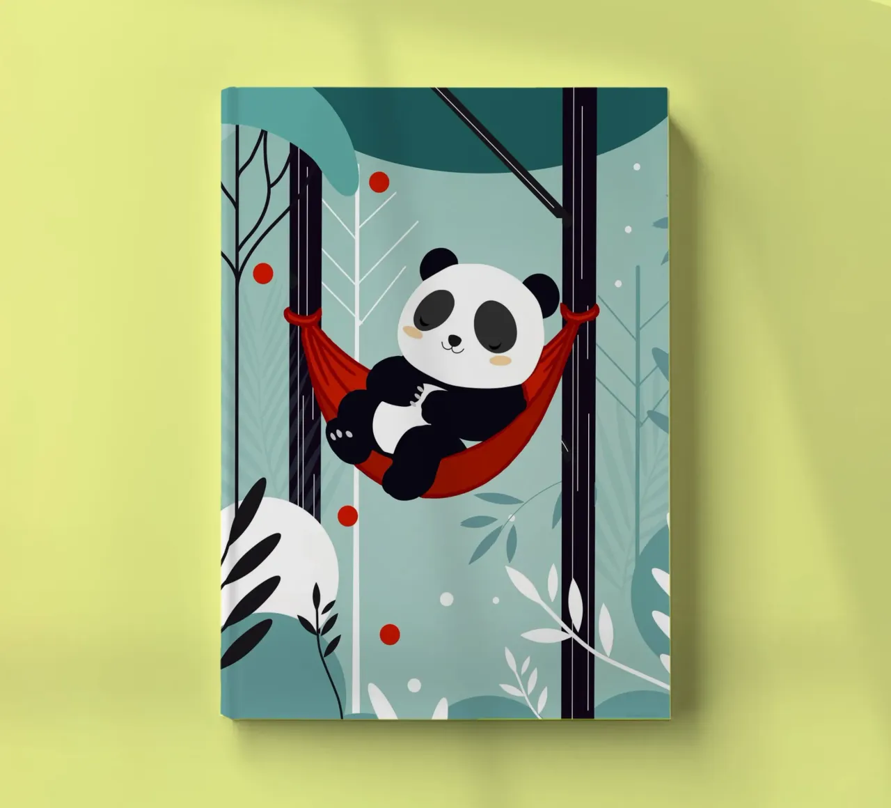 Sleeping panda in hammock - Relaxed nature motif notebook by namosh