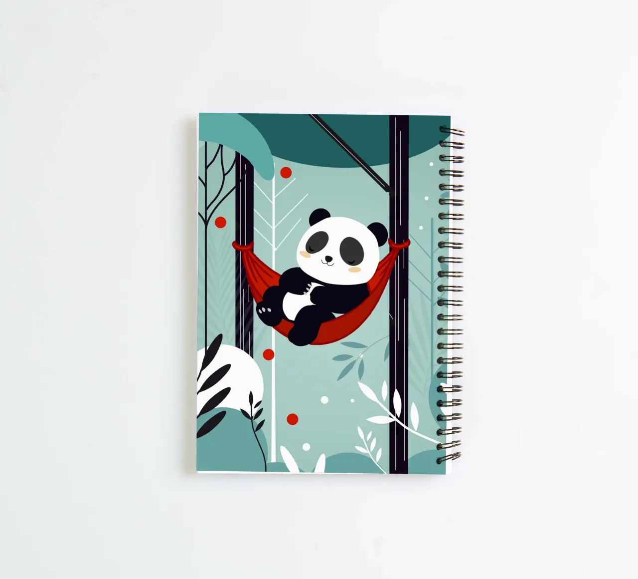 Sleeping panda in hammock - Relaxed nature motif spiral notebook by namosh